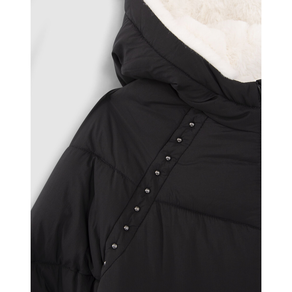 Куртка Стеганая с капюшоном 10 лет - 138 см черный LaRedoute, размер 10 лет - 138 см - фото 4
