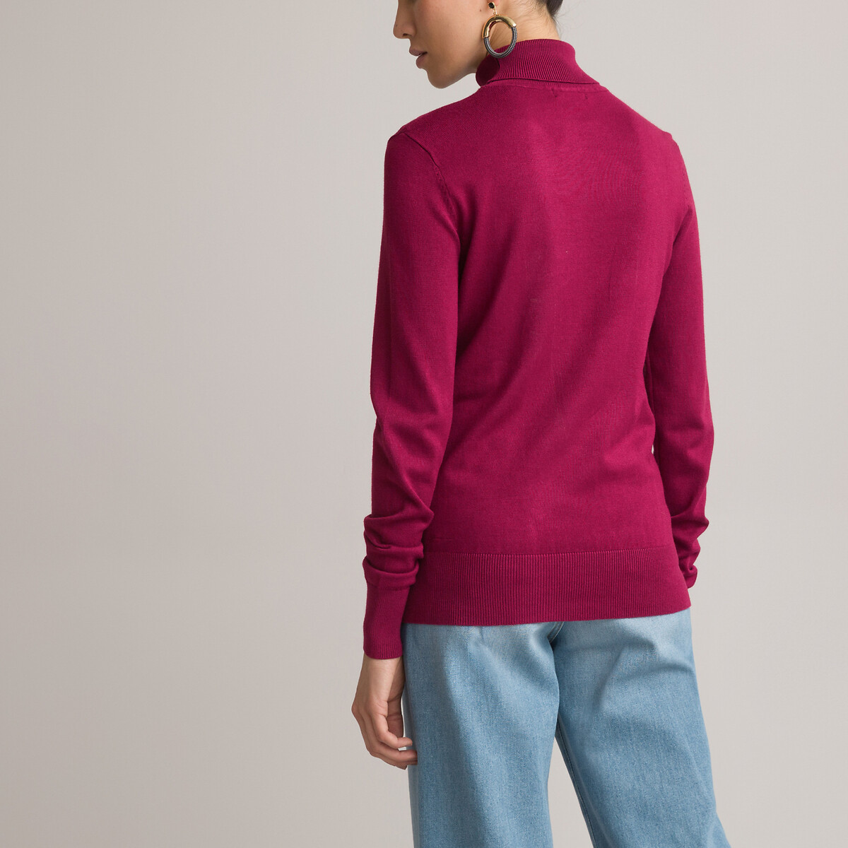 Пуловер LA REDOUTE COLLECTIONS С отворачивающимся воротником базовая модель XXL красный, размер XXL - фото 4