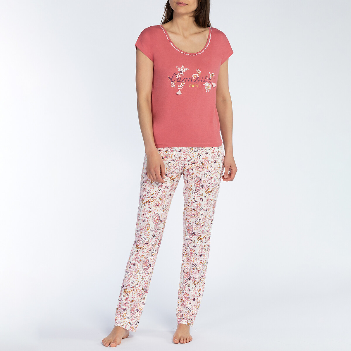 Пижама с короткими рукавами из джерси Histoire  XL розовый LaRedoute, размер XL