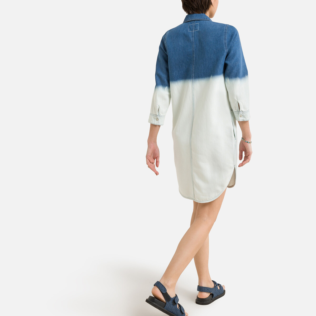 Платье-рубашка LEON & HARPER Из денима с принтом тай-энд-дай REXY XS синий, размер XS - фото 4