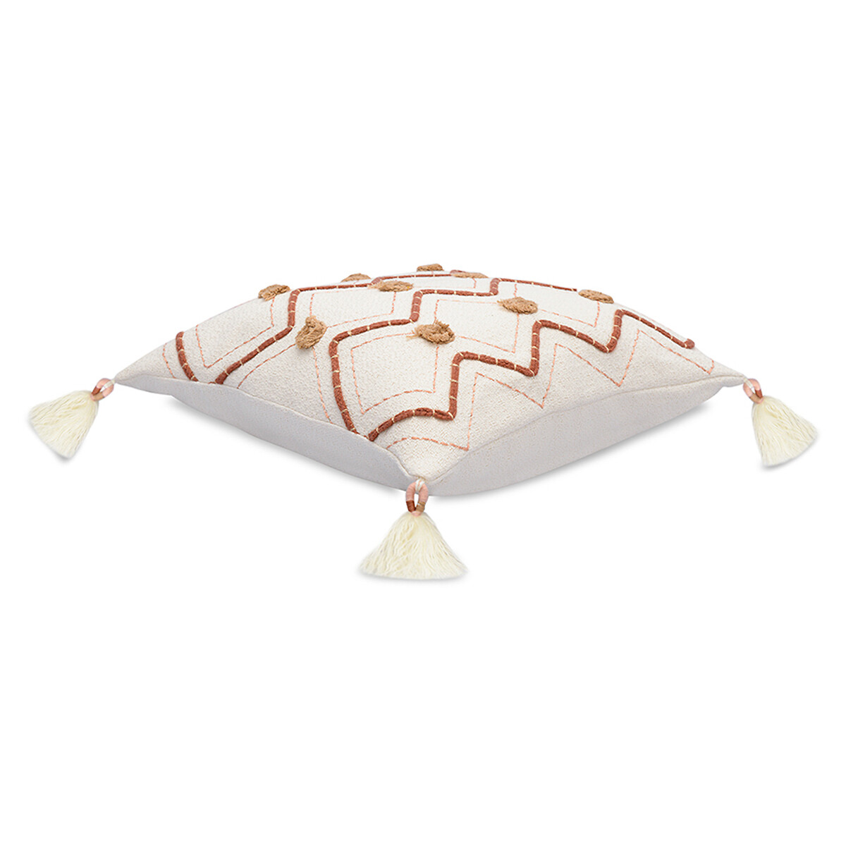 Подушка декоративная с кисточками и вышивкой Geometry из коллекции Ethnic 45х45 см  единый размер разноцветный LaRedoute - фото 3