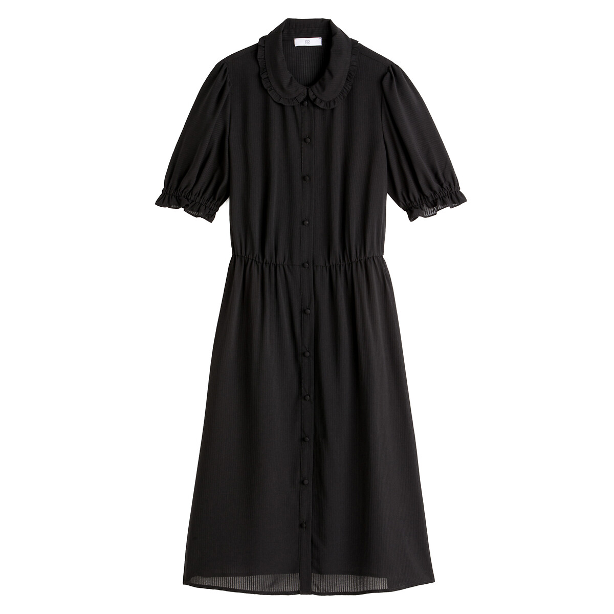 Платье-рубашка LaRedoute С отложным воротником 42 черный, размер 42 - фото 5