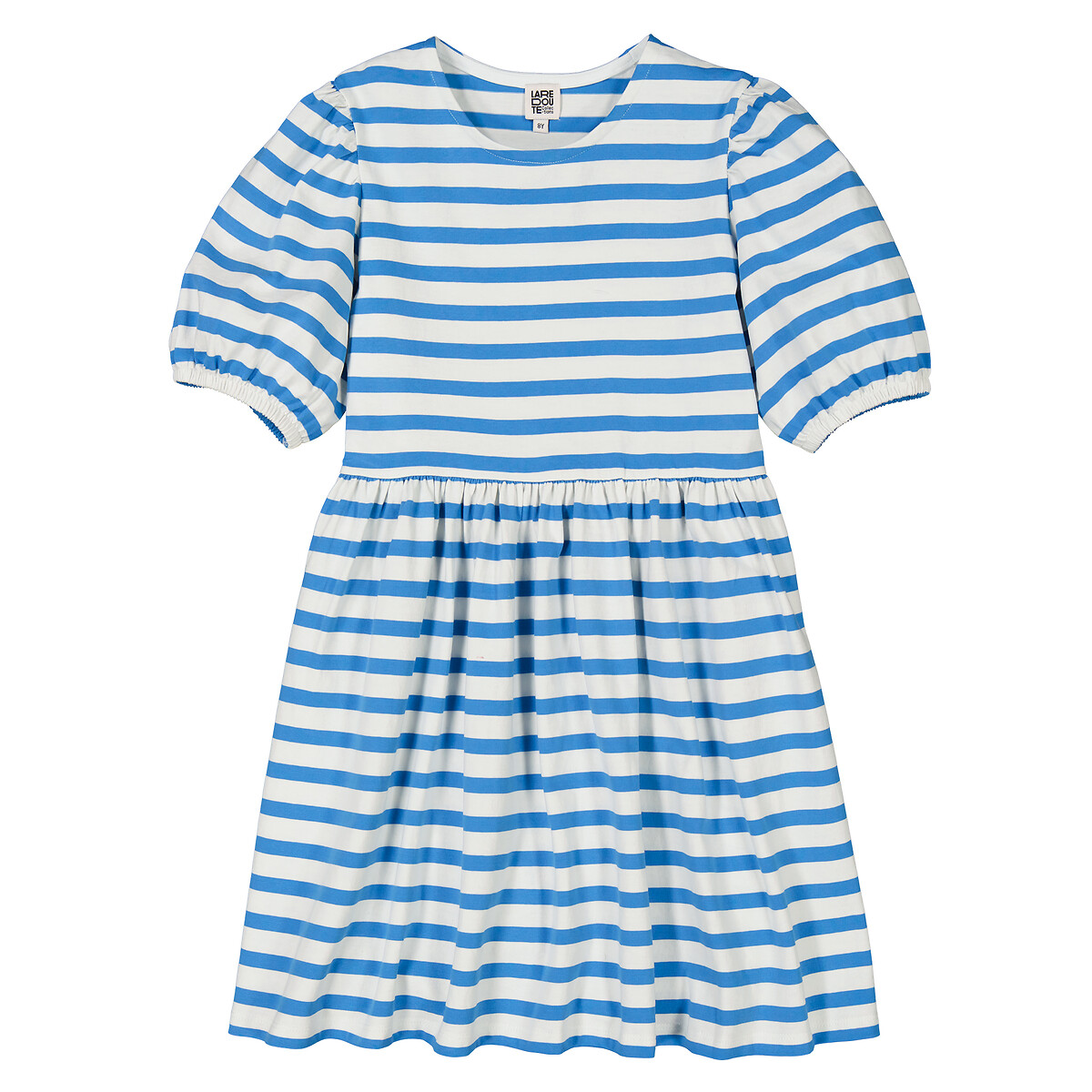 Платье с короткими рукавами в полоску  12 лет -150 см синий LaRedoute, размер 12 лет -150 см - фото 3
