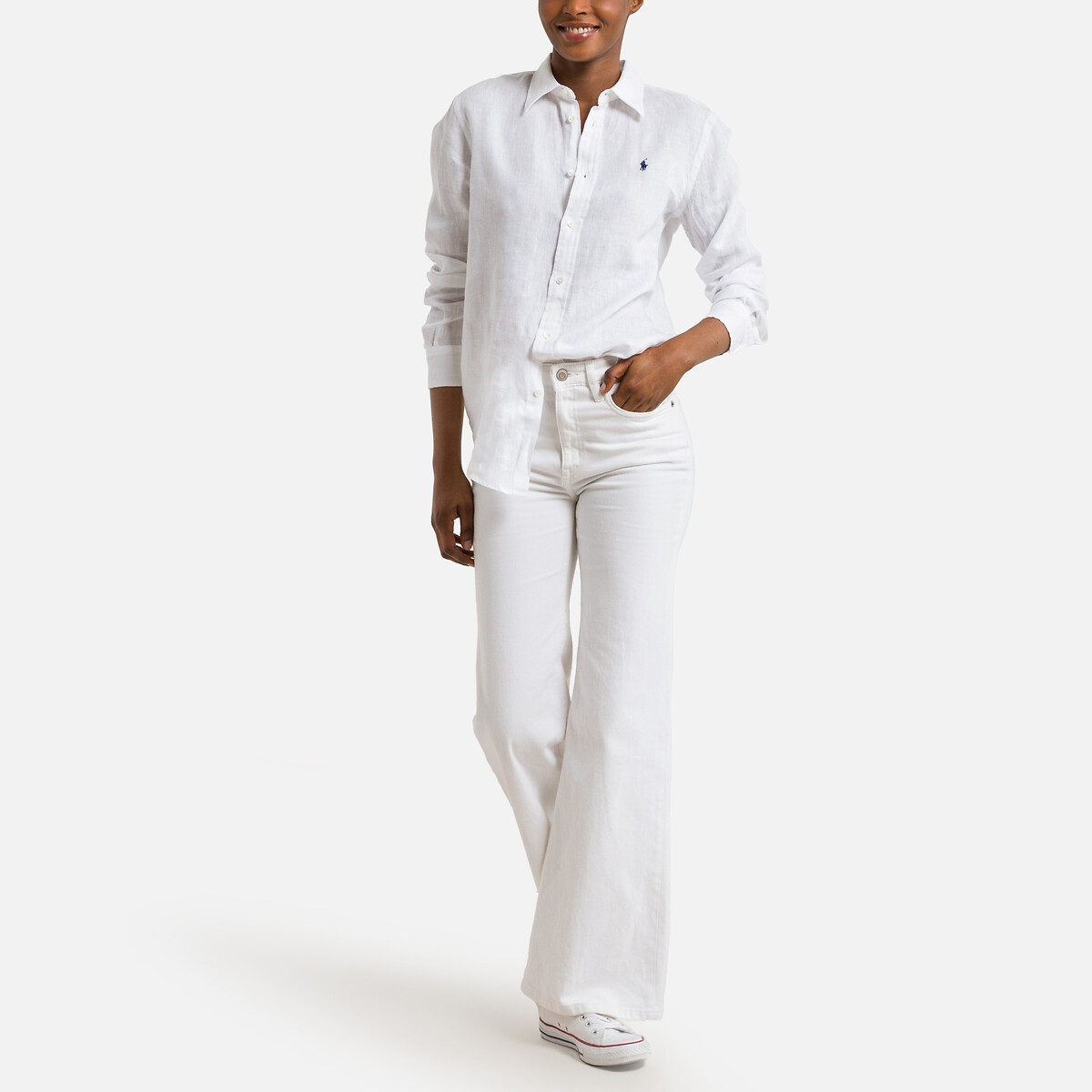 Рубашка Льняная с длинными рукавами S белый LaRedoute, размер S - фото 2