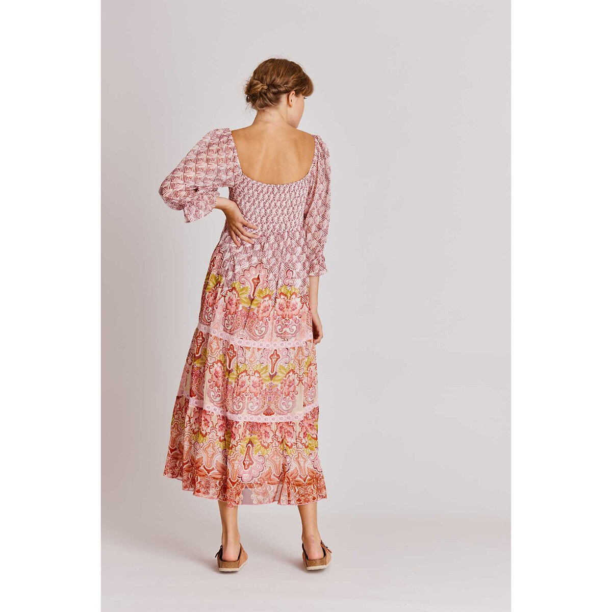 Платье DERHY Богемное Aella со сборками сверху и рукавами 34 XL розовый, размер XL - фото 3