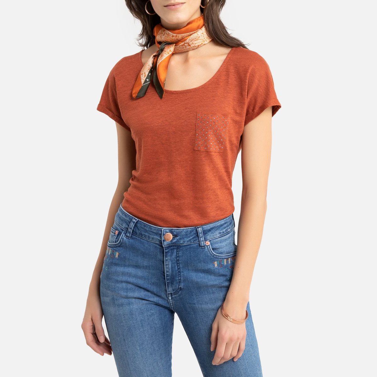 

Футболка La Redoute, Оранжевый, Из льна с круглым вырезом и короткими рукавами 42/44 (FR) - 48/50 (RUS) оранжевый