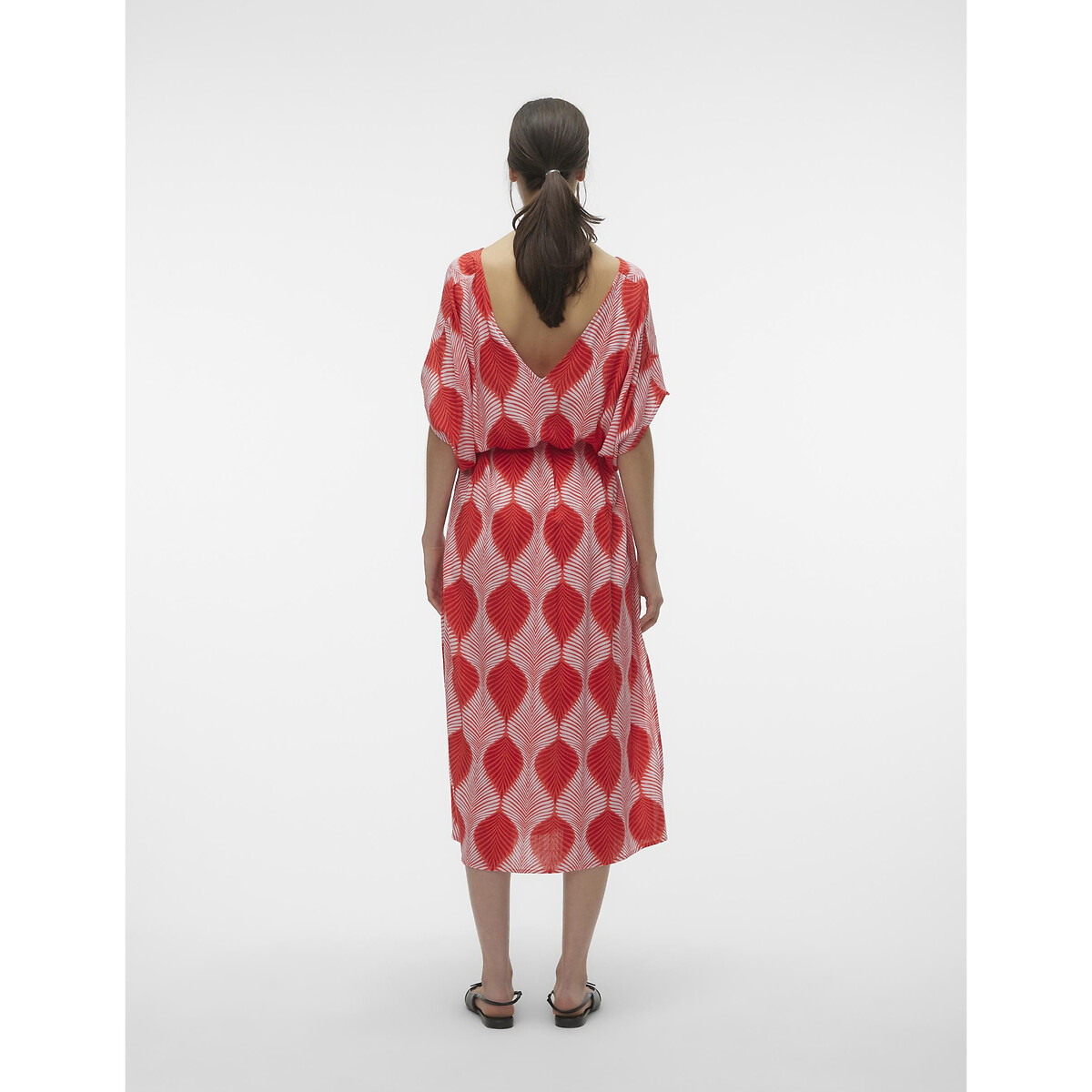 Платье широкое с принтом и завязками  L красный LaRedoute, размер L - фото 5