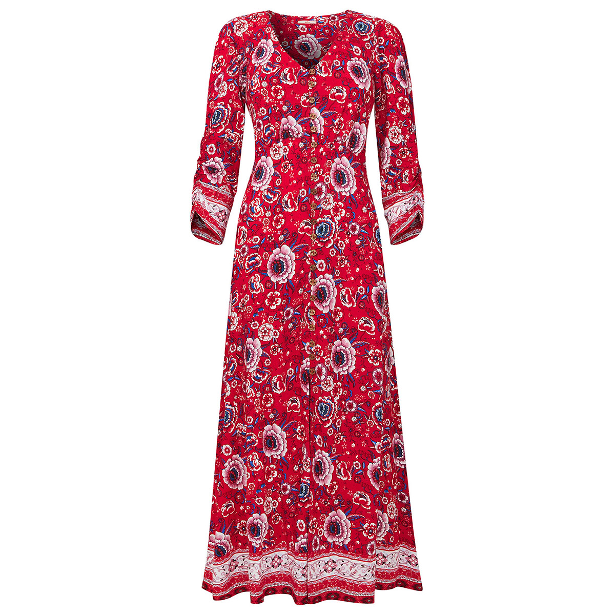 Платье JOE BROWNS Длинное с принтом и рукавами 34 48 красный, размер 48 - фото 5