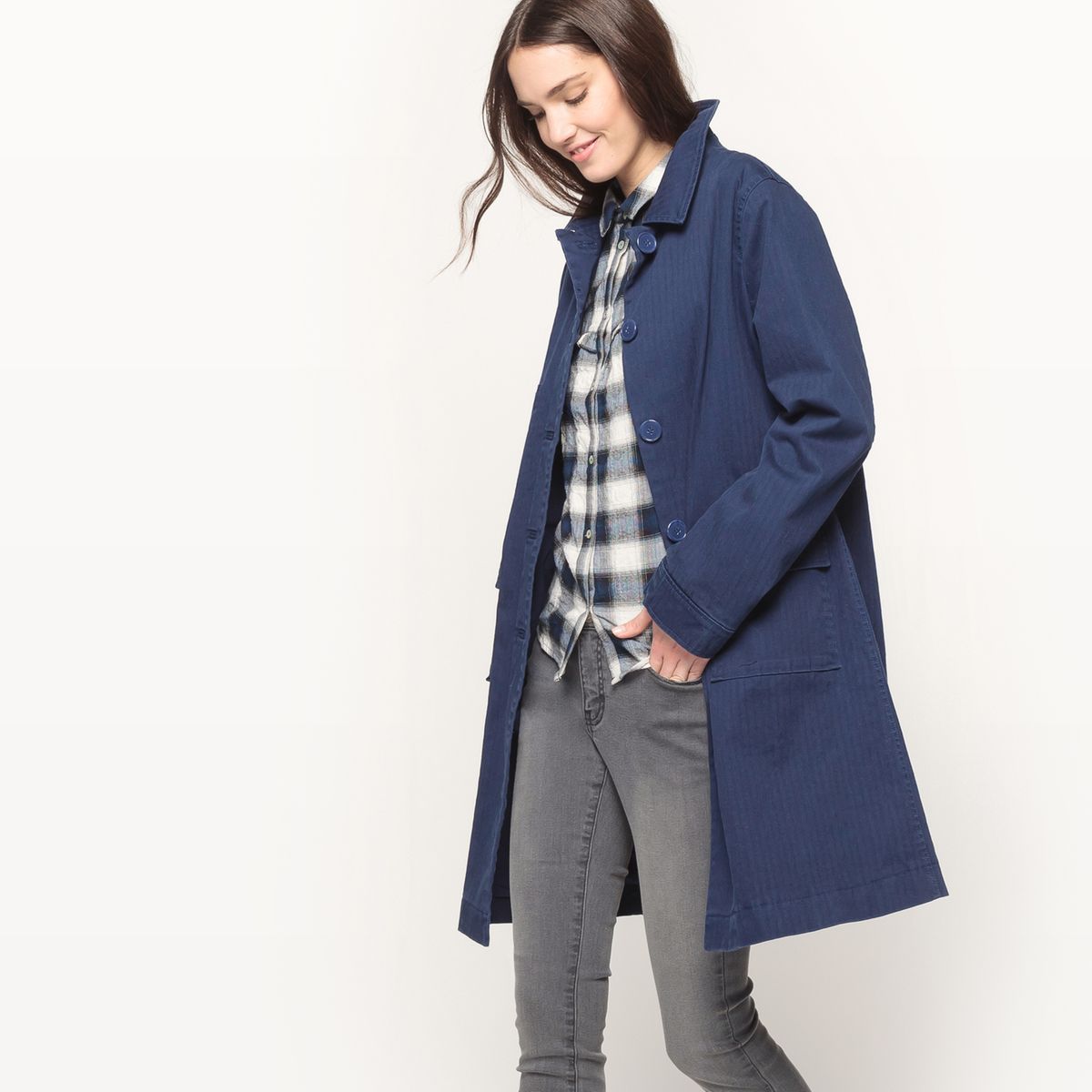 Manteau long chevrons