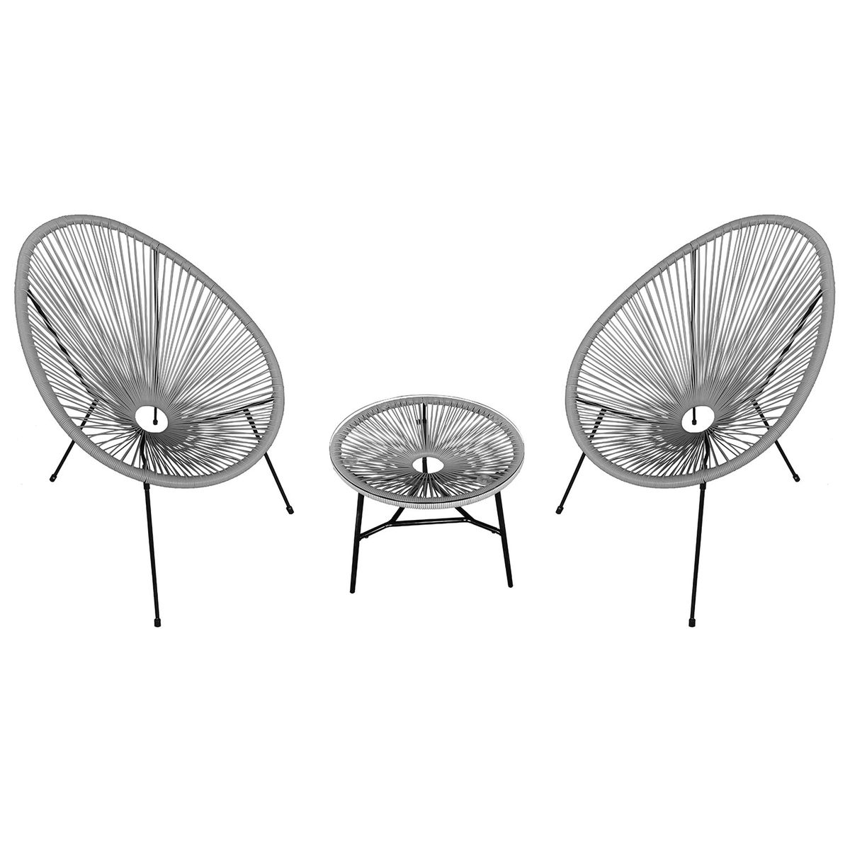 Ensemble de 2 fauteuils oeuf + table Acapulco