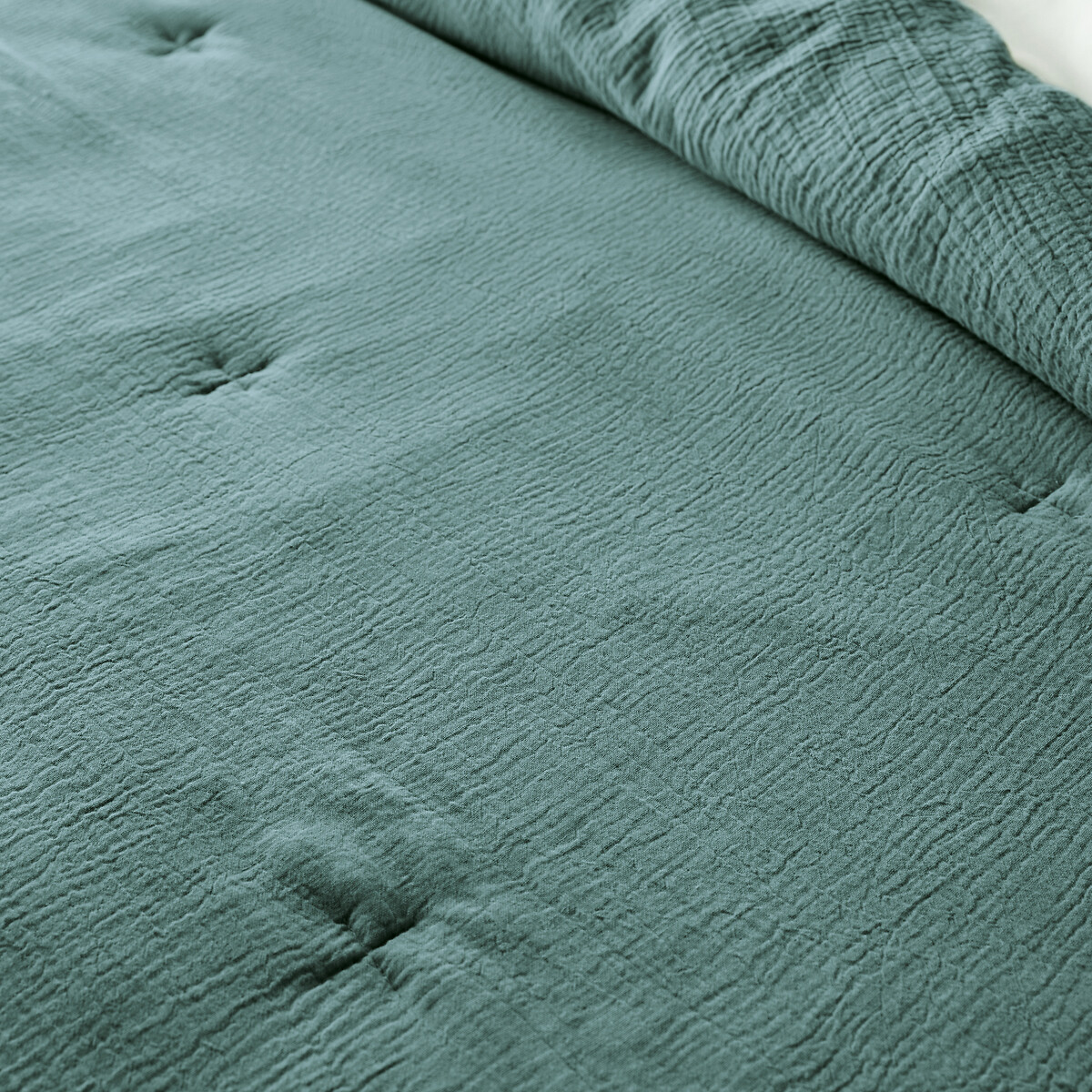 Одеяло LA REDOUTE INTERIEURS Из хлопчатобумажной газовой ткани Kumla 150 x 150 см зеленый, размер 150 x 150 см - фото 2