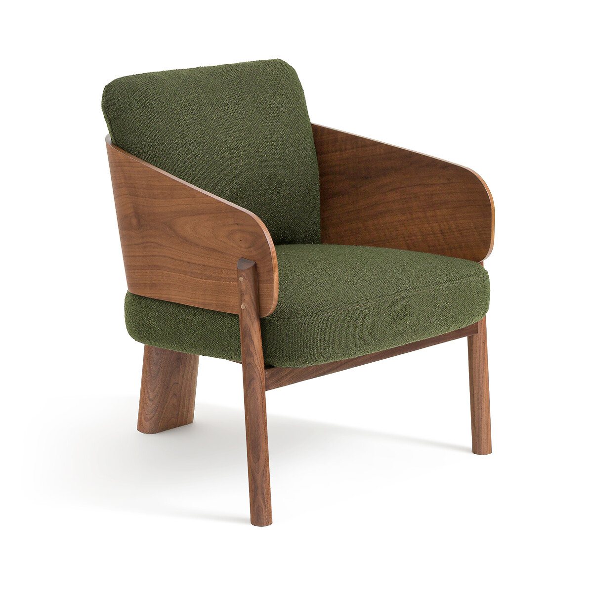 Кресло из орехового дерева ткани букле дизайн Э Галлина Marais единый размер зеленый стул с обивкой из буклированной ткани дизайн э галлина marais единый размер каштановый