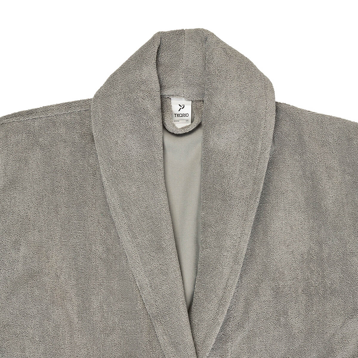 Халат махровый из чесаного хлопка из коллекции Essential  L серый LaRedoute, размер L - фото 3
