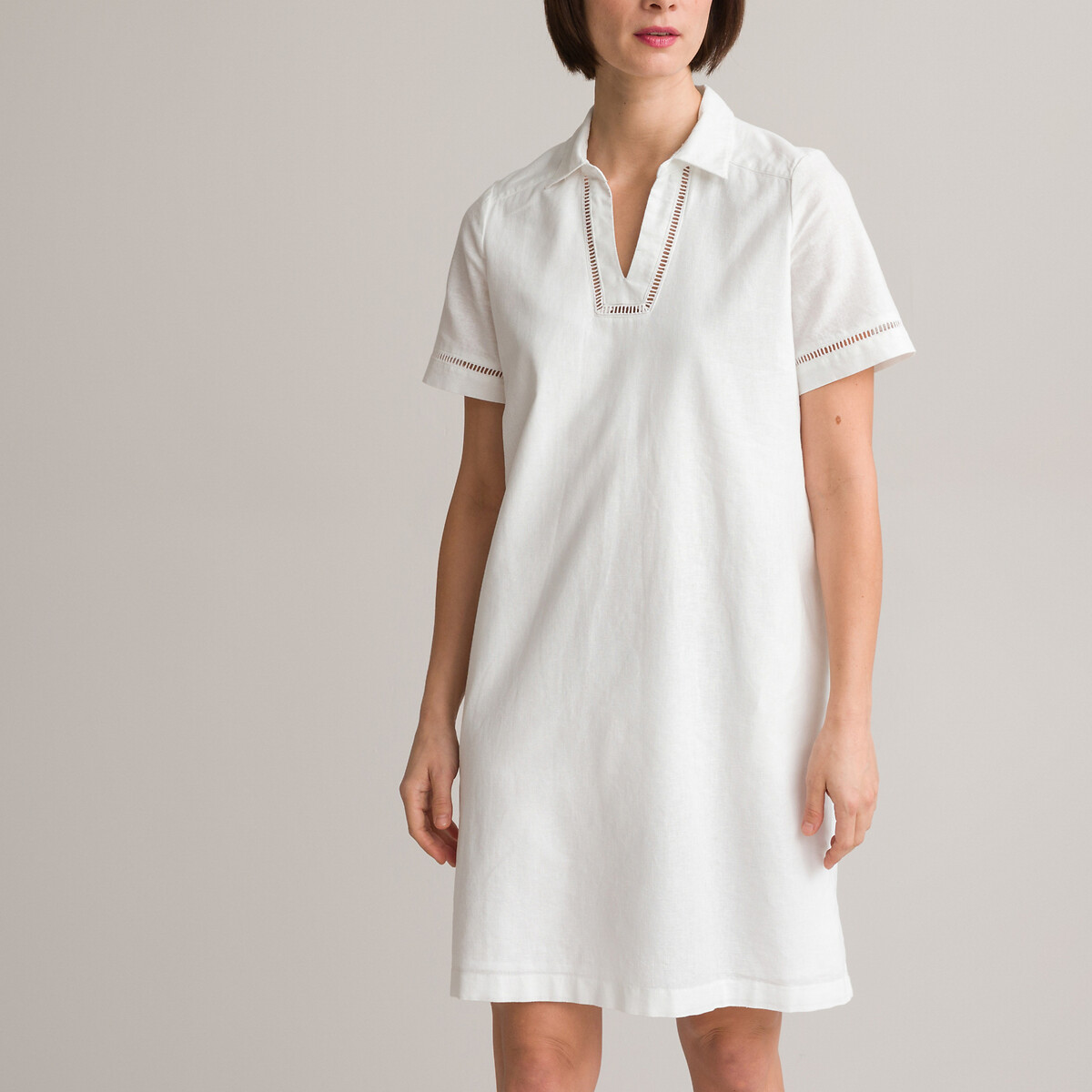 Платье-миди Прямое с короткими рукавами 56 белый