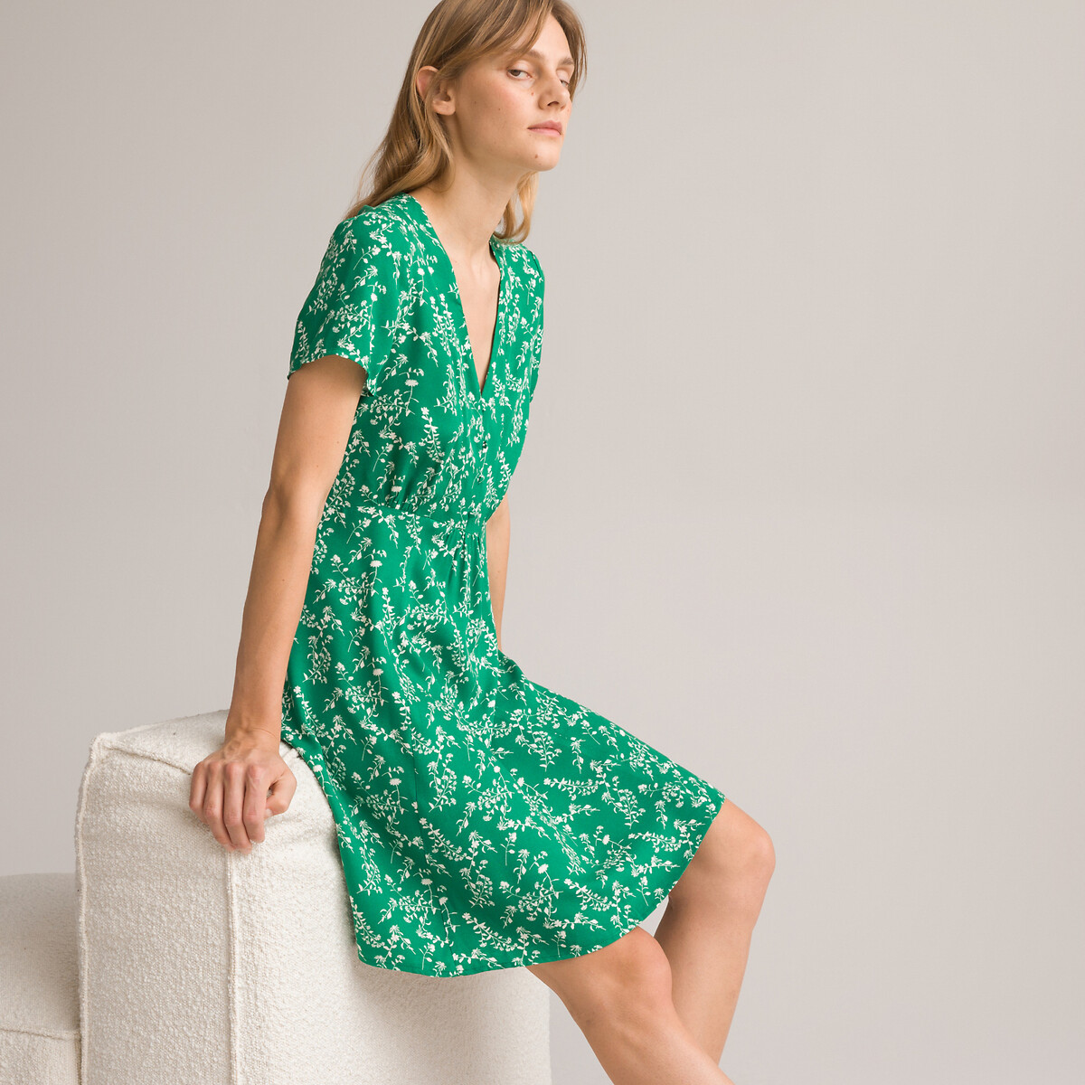 Платье LA REDOUTE COLLECTIONS Платье Расклешенное длина до колен 58 зеленый, размер 58 - фото 2