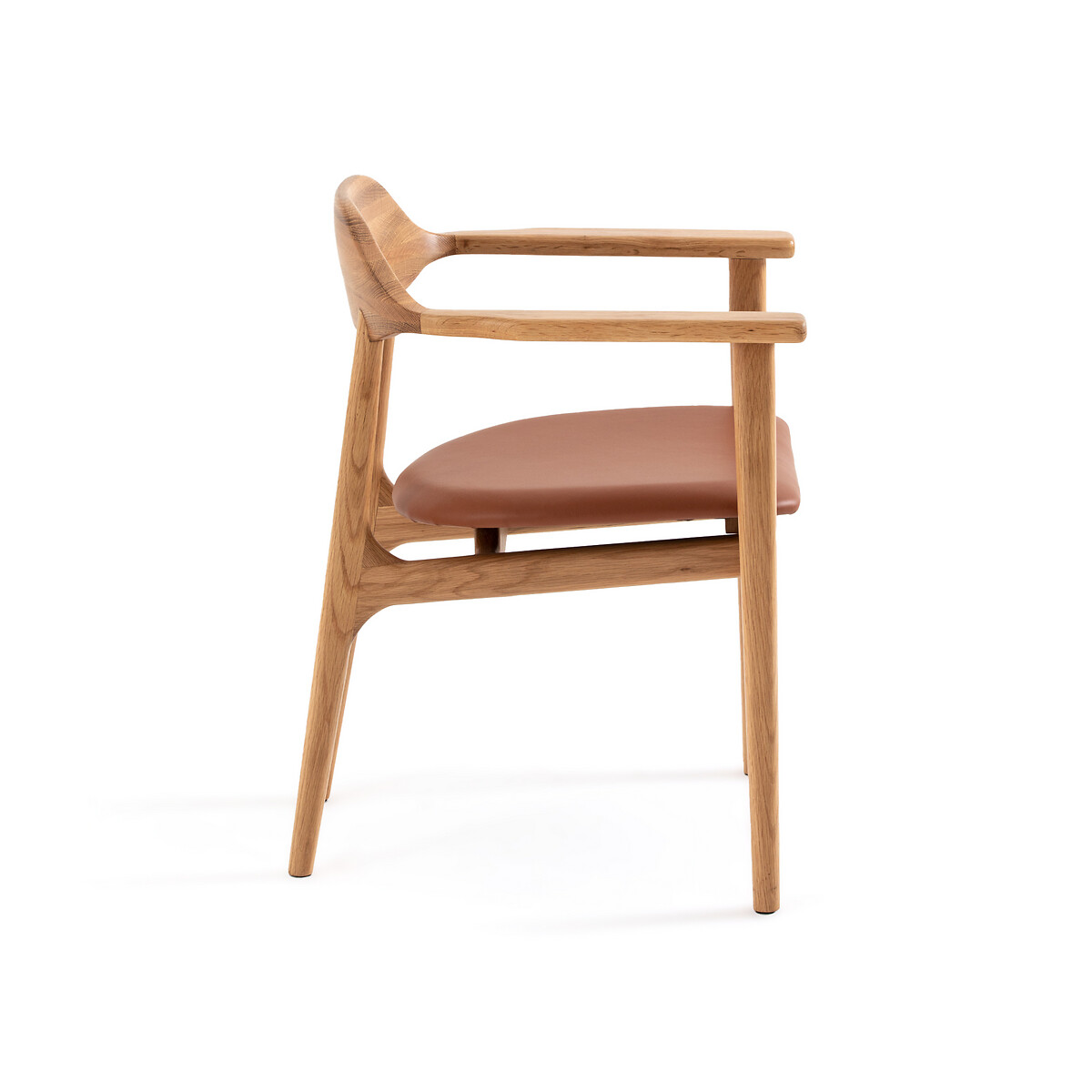 Кресло LaRedoute Столовое из дуба и кожи Ari единый размер каштановый - фото 3