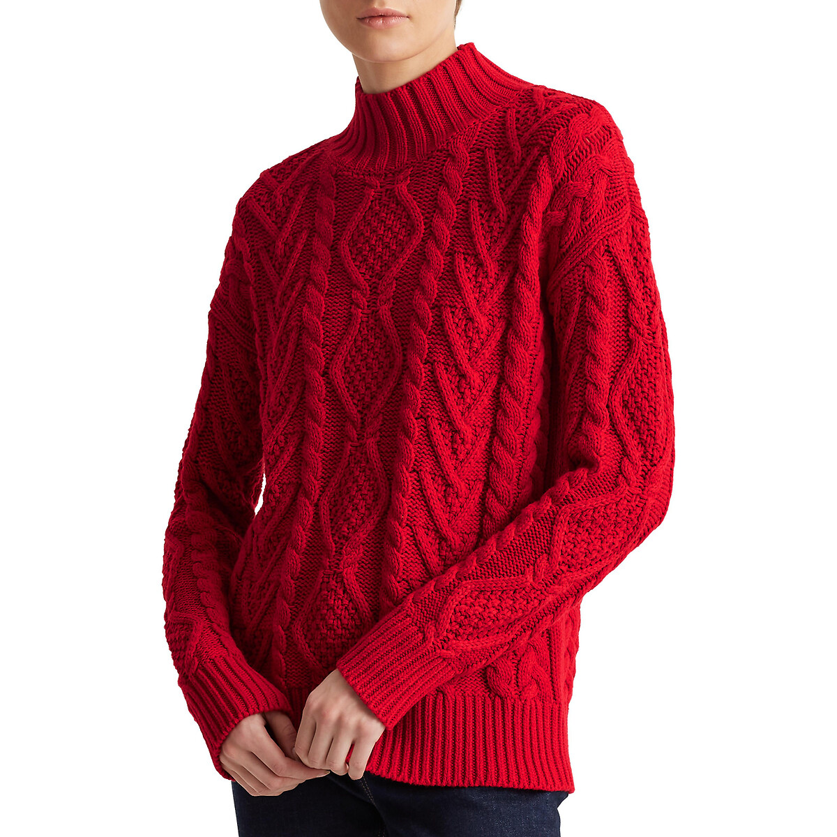 Пуловер LaRedoute С воротником-стойкой из плотного трикотажа S красный, размер S - фото 1