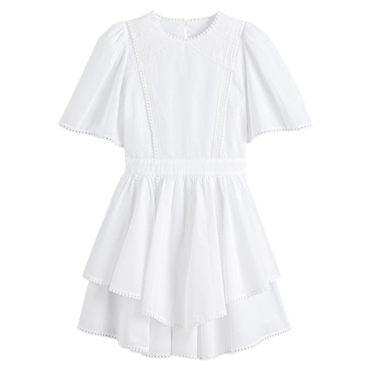 Платье LA REDOUTE COLLECTIONS Короткое с воланами из биохлопка 46 белый, размер 46 - фото 5
