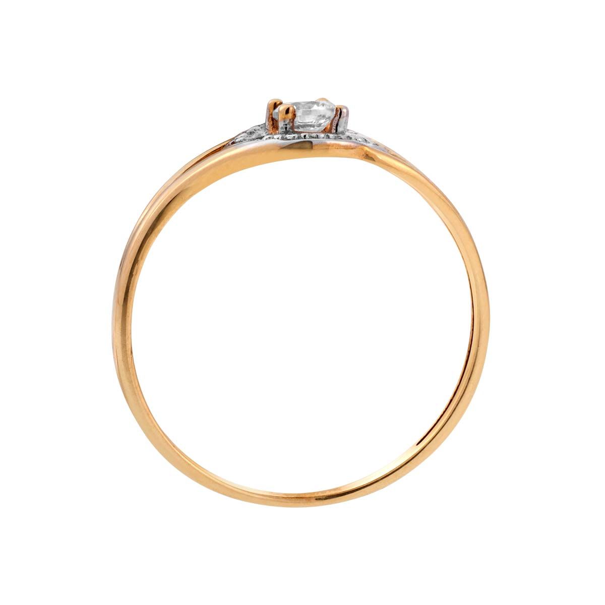 Bague en Or 375/1000 Bicolore et Oxyde Blanc