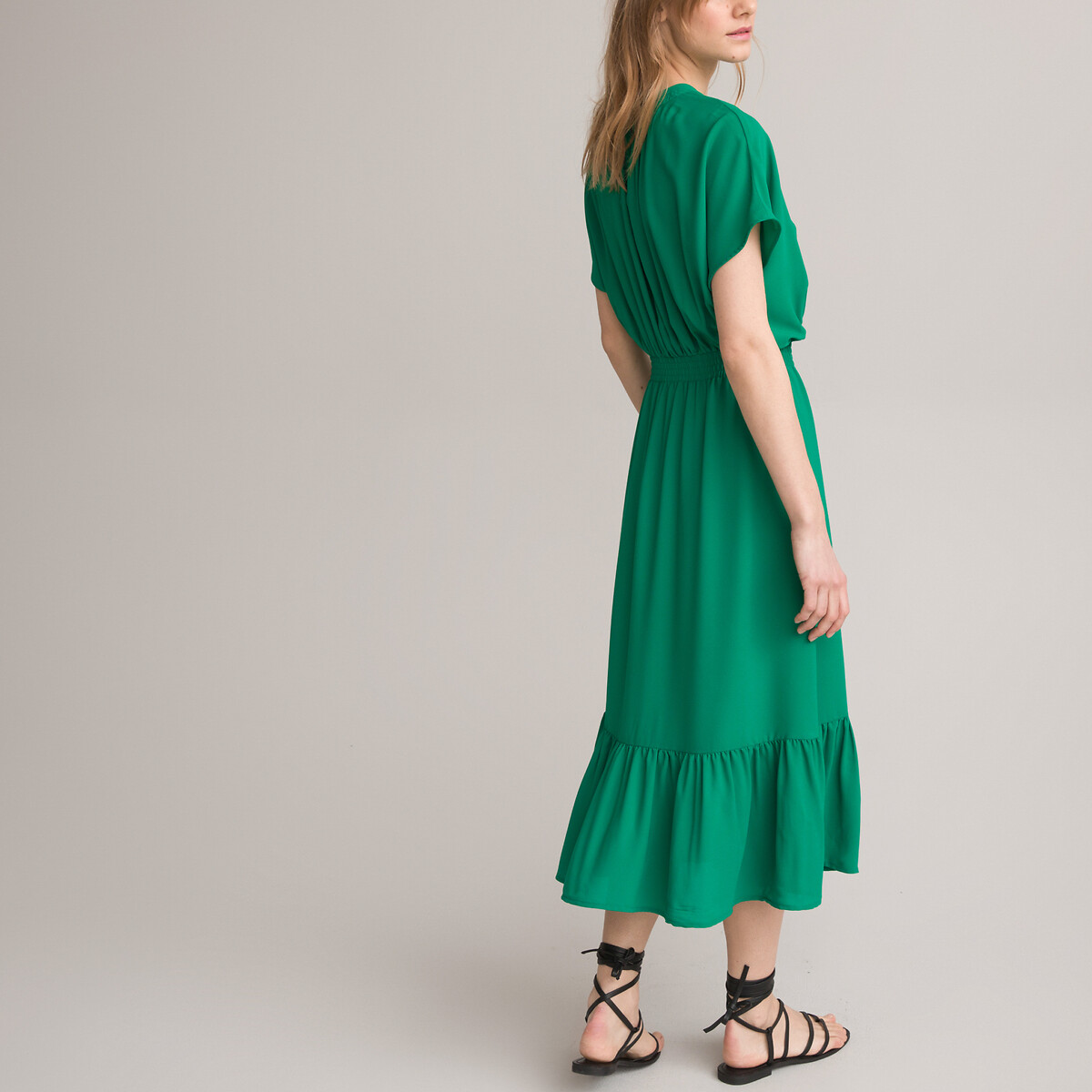 Платье Длинное с короткими рукавами 52 зеленый LaRedoute, размер 52 - фото 4