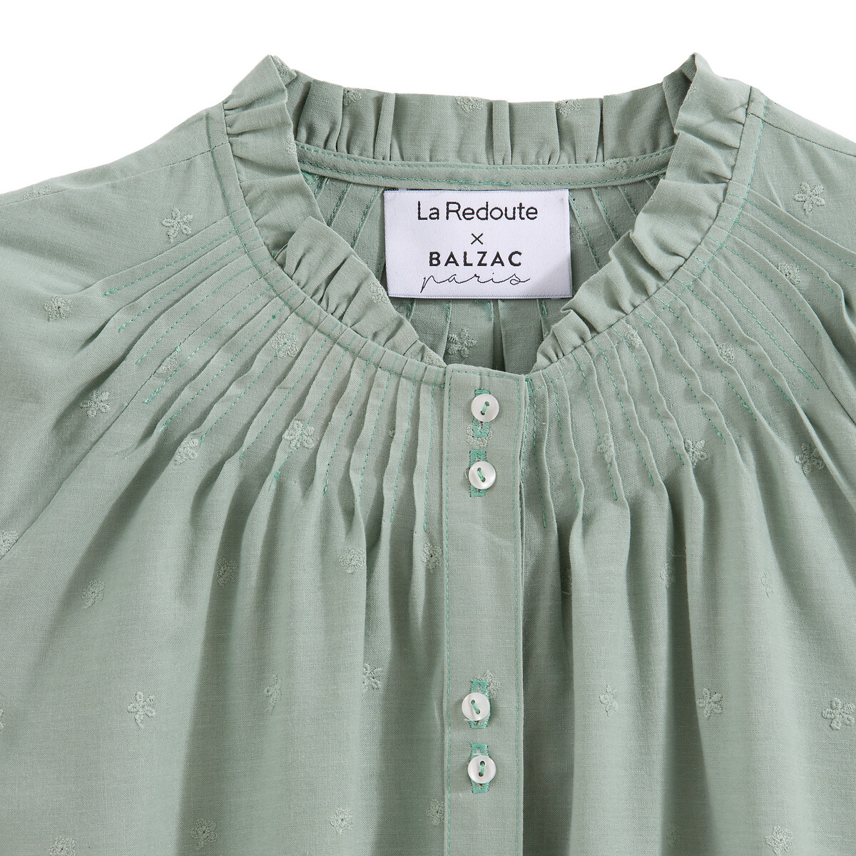 Платье La Redoute С вышивкой и короткими рукавами 42 (FR) - 48 (RUS) зеленый, размер 42 (FR) - 48 (RUS) С вышивкой и короткими рукавами 42 (FR) - 48 (RUS) зеленый - фото 4