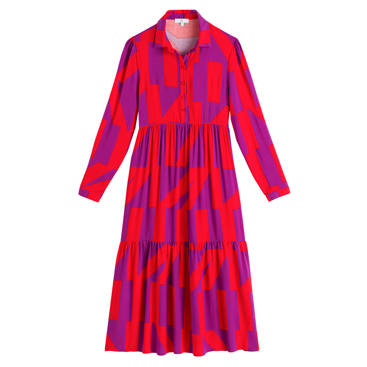 Платье LA REDOUTE COLLECTIONS Расклешенное длинное с графическим принтом 42 каштановый, размер 42 - фото 5