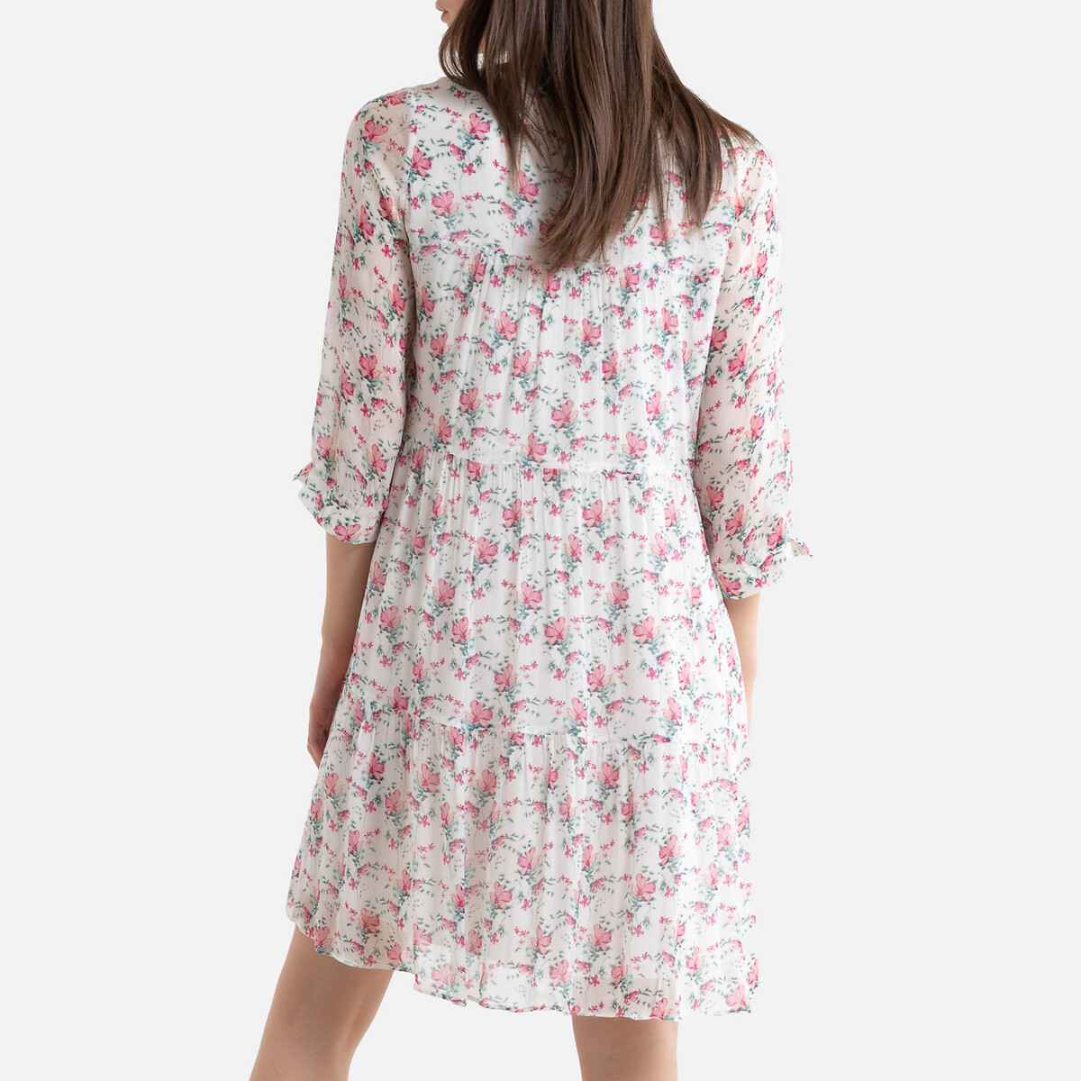 Платье LaRedoute С цветочным принтом длина до колен рукава 34 S белый, размер S - фото 4