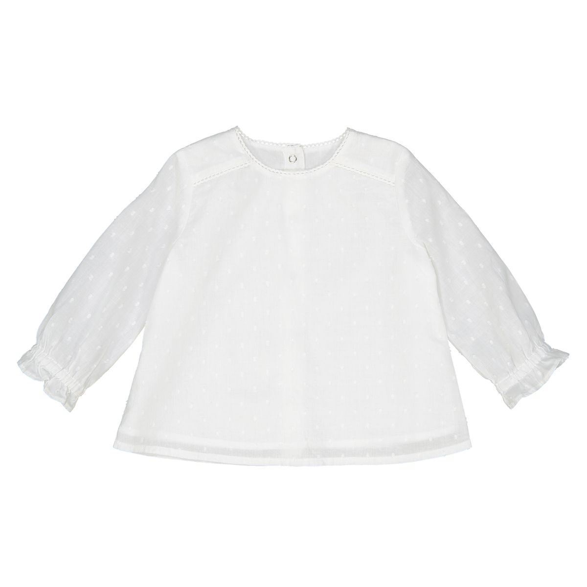 Blouse manches longues col dentelle 0 mois - 3 ans