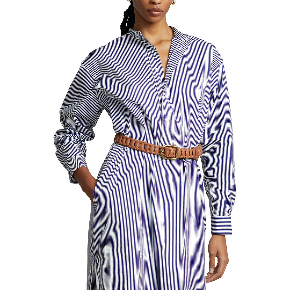 Платье-миди Прямое с длинными рукавами 46 синий LaRedoute, размер 46 - фото 2