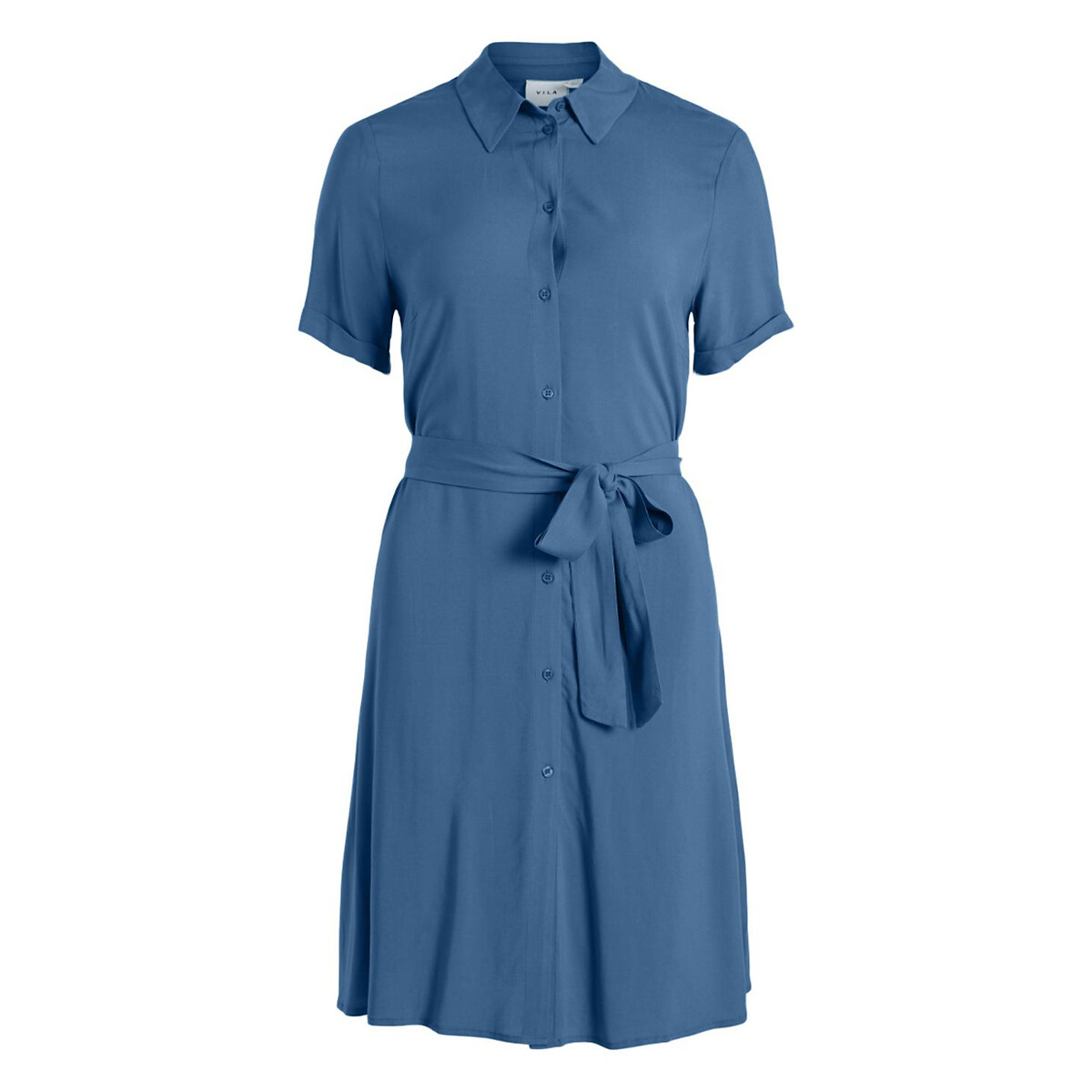 Платье-рубашка Короткие рукава с завязками 46 синий LaRedoute, размер 46 - фото 5