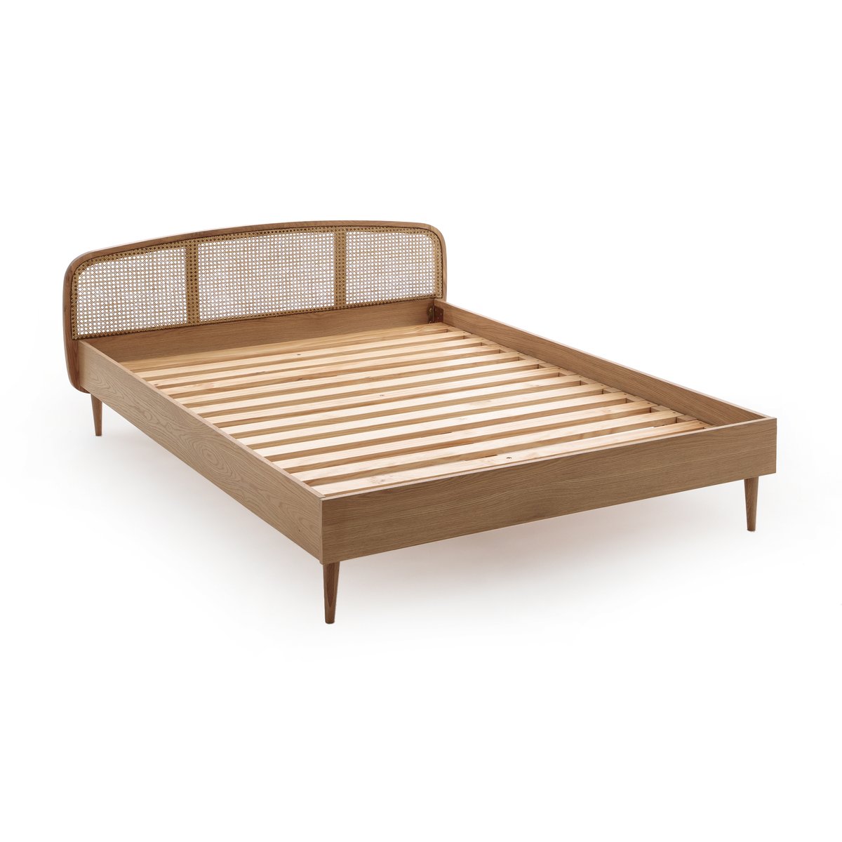 Кровать La Redoute Из дуба и плетеного материала с реечным основанием Buisseau 140 x 190 см каштановый, размер 140 x 190 см - фото 3