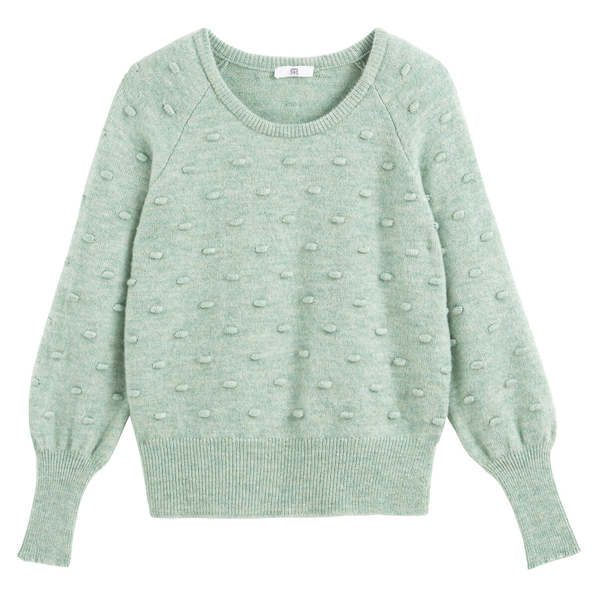 Пуловер LaRedoute С вырезом-лодочка с эффектом в горошек XL зеленый, размер XL - фото 5