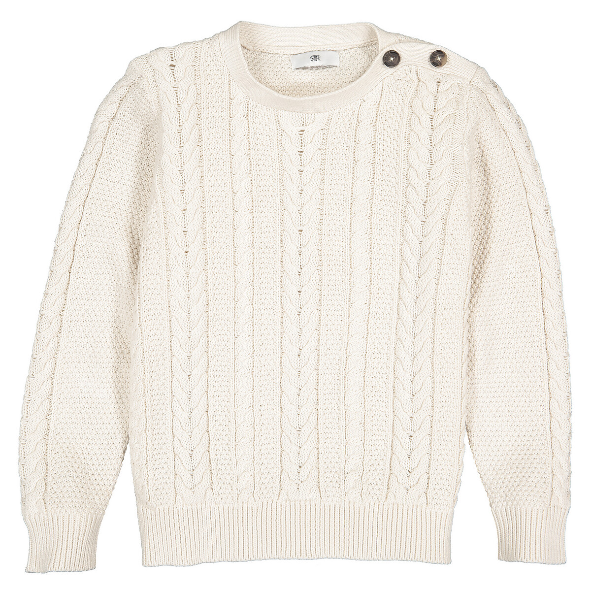 Camisola de gola redonda, com torcidos, 3-12 anos