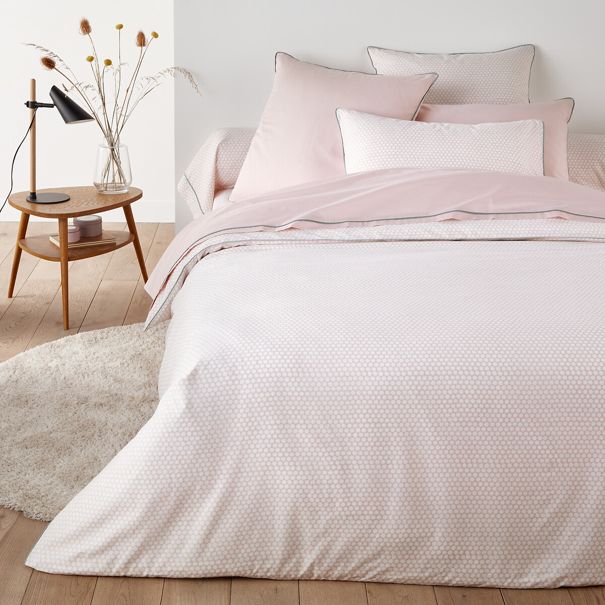 

Пододеяльник LaRedoute, Розовый, Пододеяльник из перкали Duo 260 x 240 см розовый