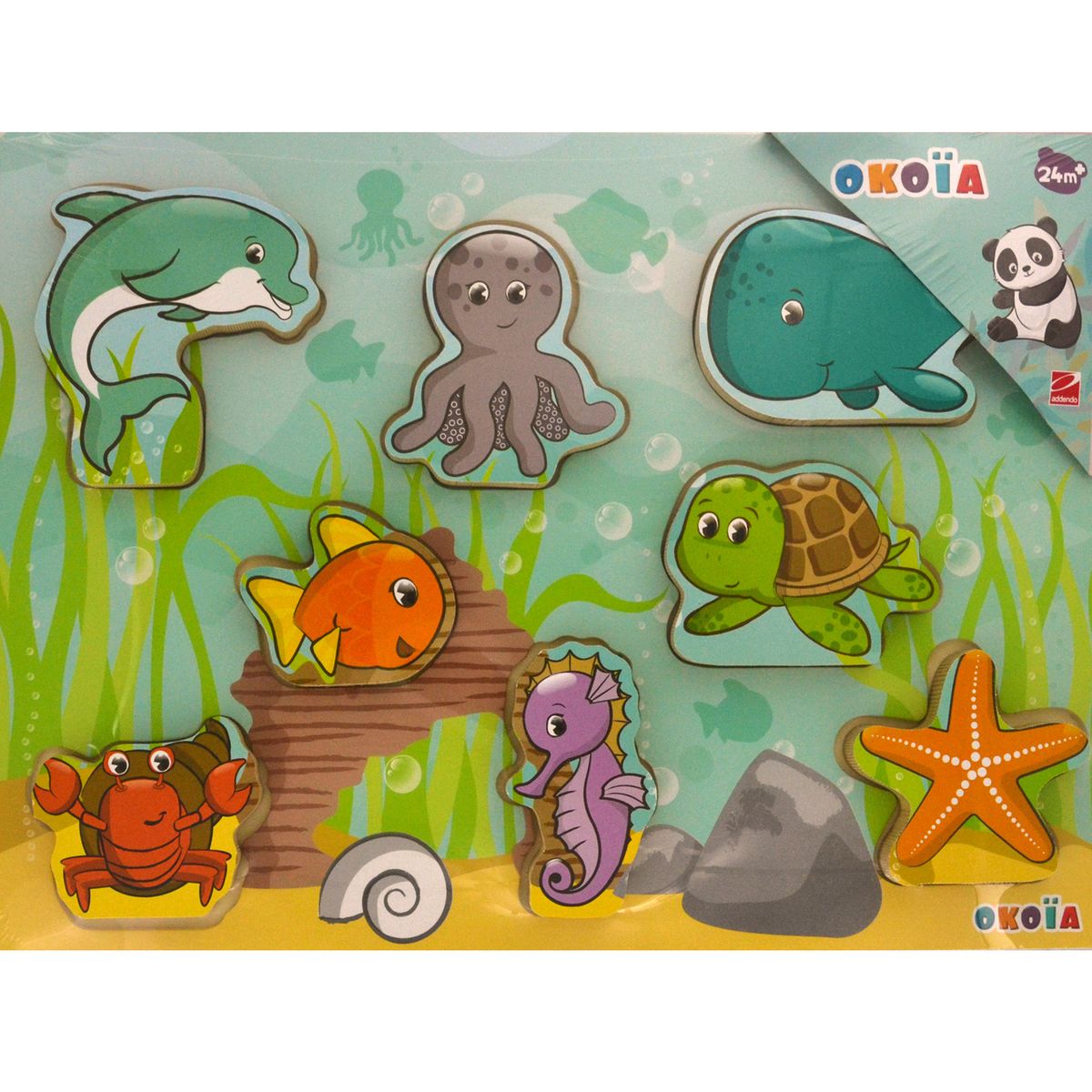 Puzzle en bois 8 pièces : Animaux marins