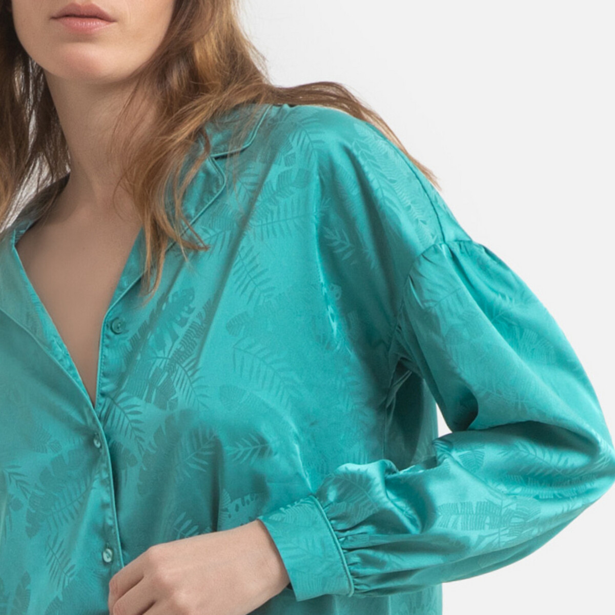Ночная LaRedoute Рубашка в форме пижамы из сатина 44 (FR) - 50 (RUS) зеленый, размер 44 (FR) - 50 (RUS) Рубашка в форме пижамы из сатина 44 (FR) - 50 (RUS) зеленый - фото 2