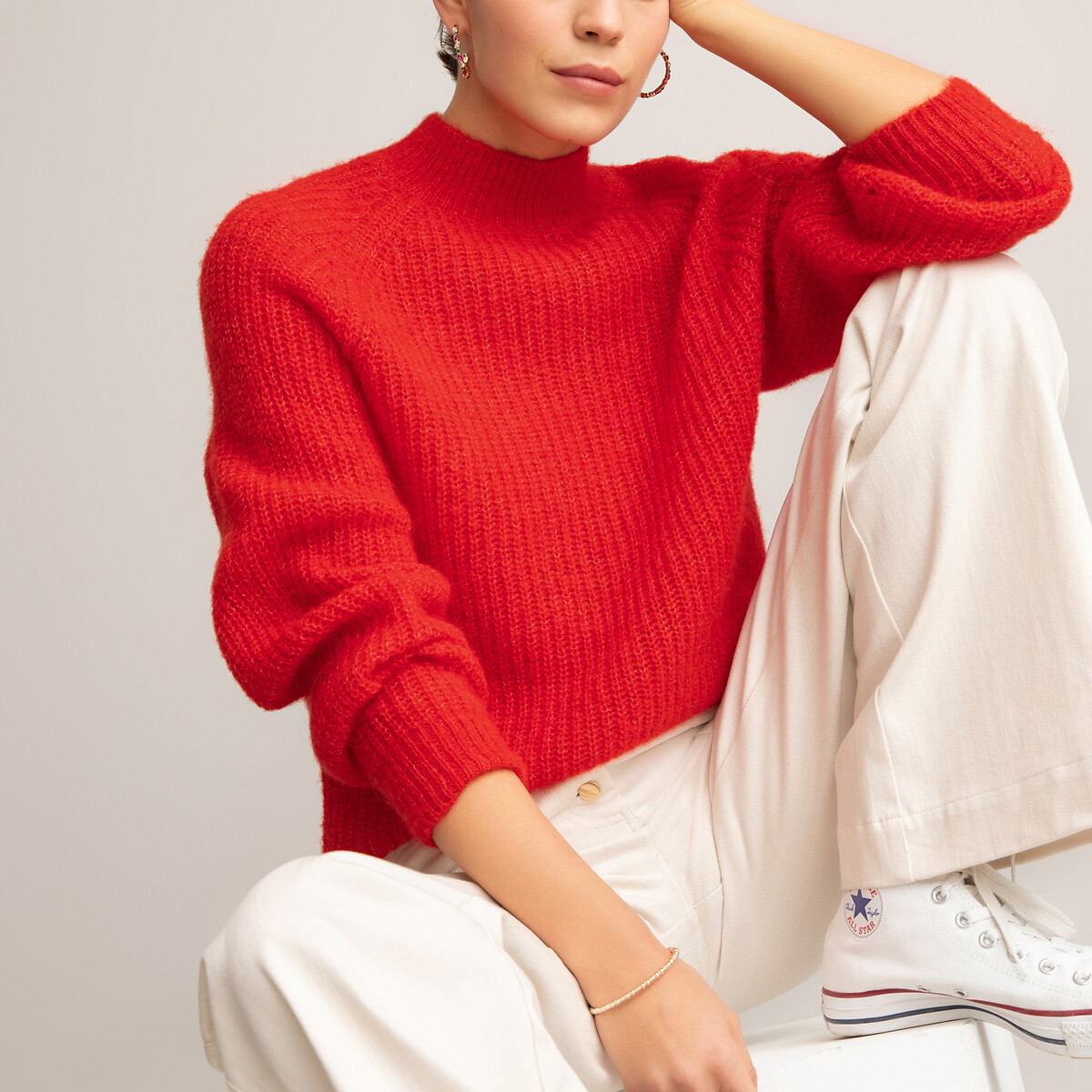 Пуловер LaRedoute С воротником-стойкой из альпаки XL красный, размер XL - фото 1