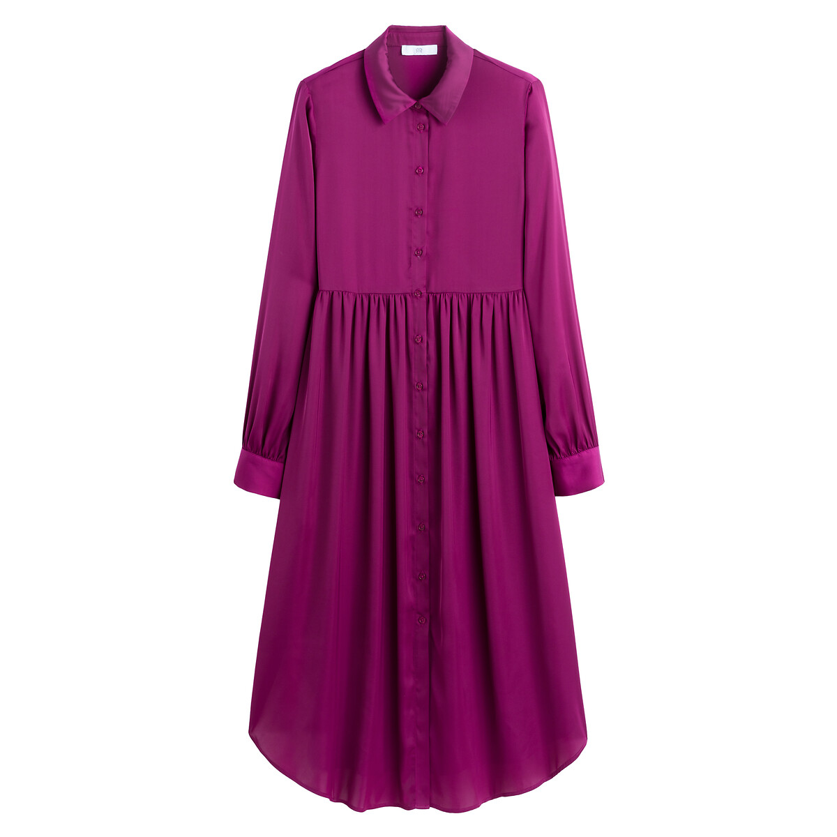 Длинное Платье-рубашка с длинными рукавами 52 фиолетовый LaRedoute, размер 52 - фото 5