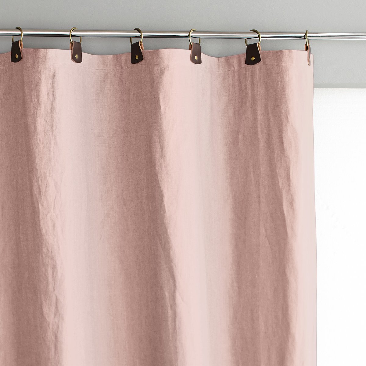 Штора La Redoute Из льна на подкладке с кожаными шлевками Private 140 x 180 см розовый, размер 140 x 180 см