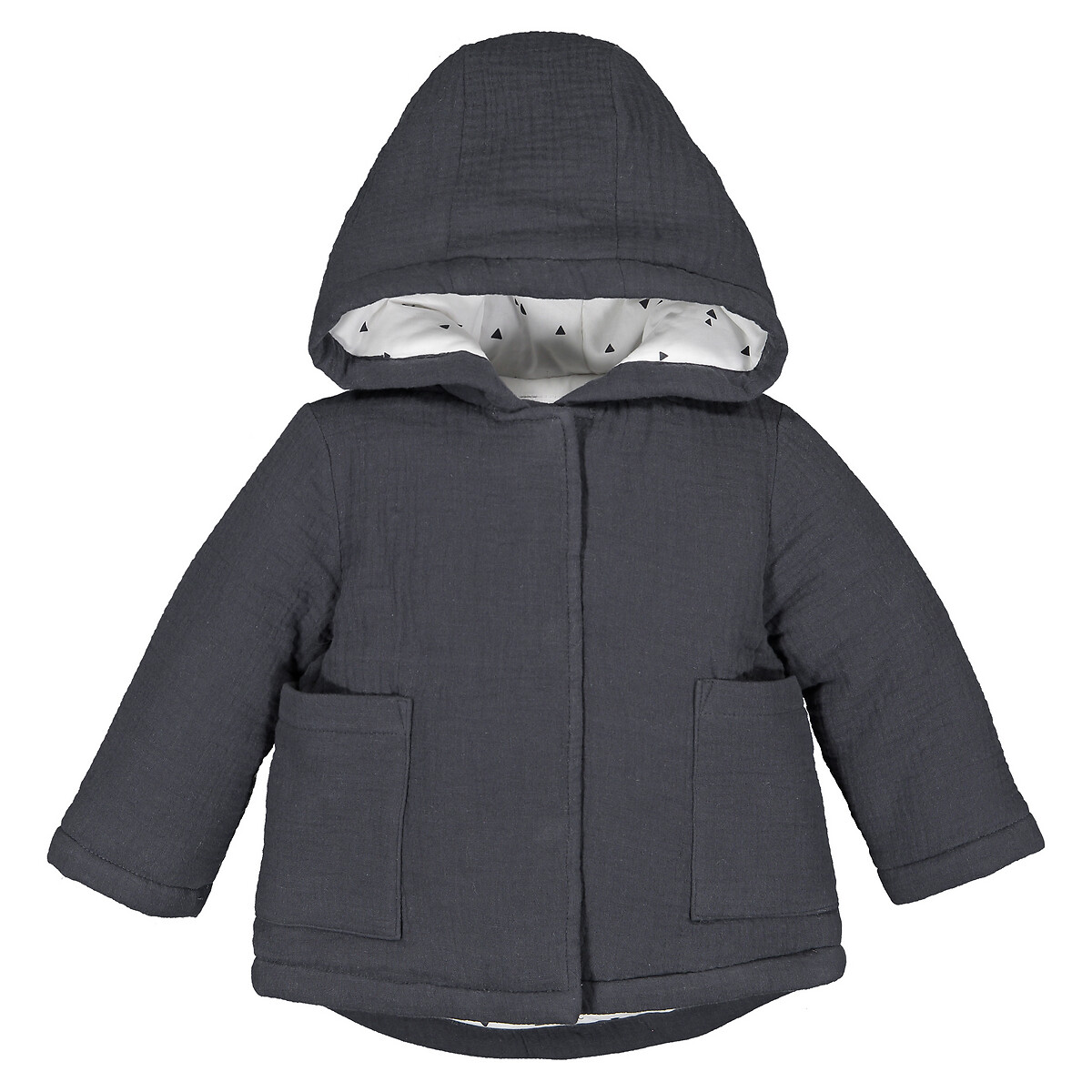 Пальто LaRedoute С капюшоном из хлопчатобумажной газовой ткани 1 мес - 2 года 2 года - 86 см серый, размер 2 года - 86 см