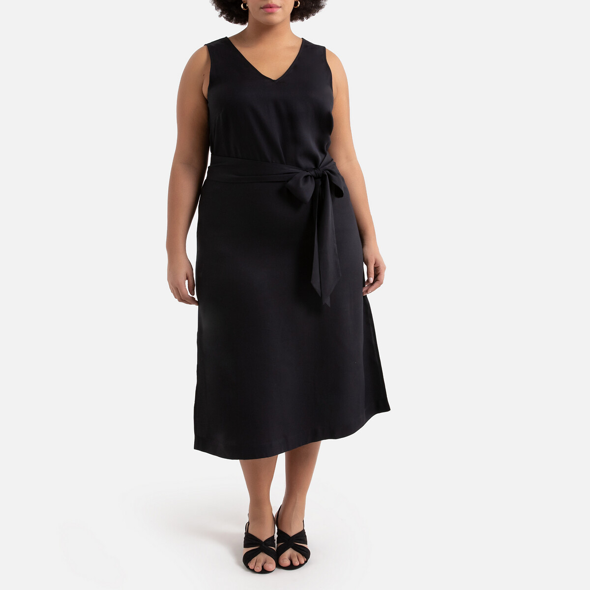 Платье LaRedoute Длинное прямое из лиоцелла без рукавов 56 черный, размер 56 - фото 5