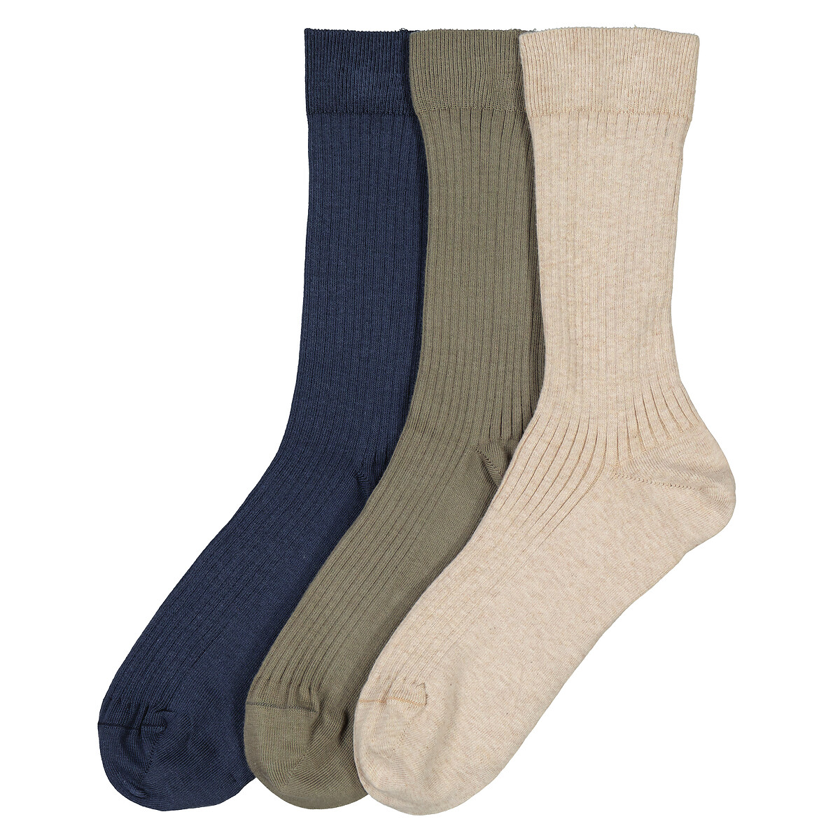 Комплект из трех пар однотонных носков 46/48 синий комплект из трех пар носков la redoute 43 46 синий