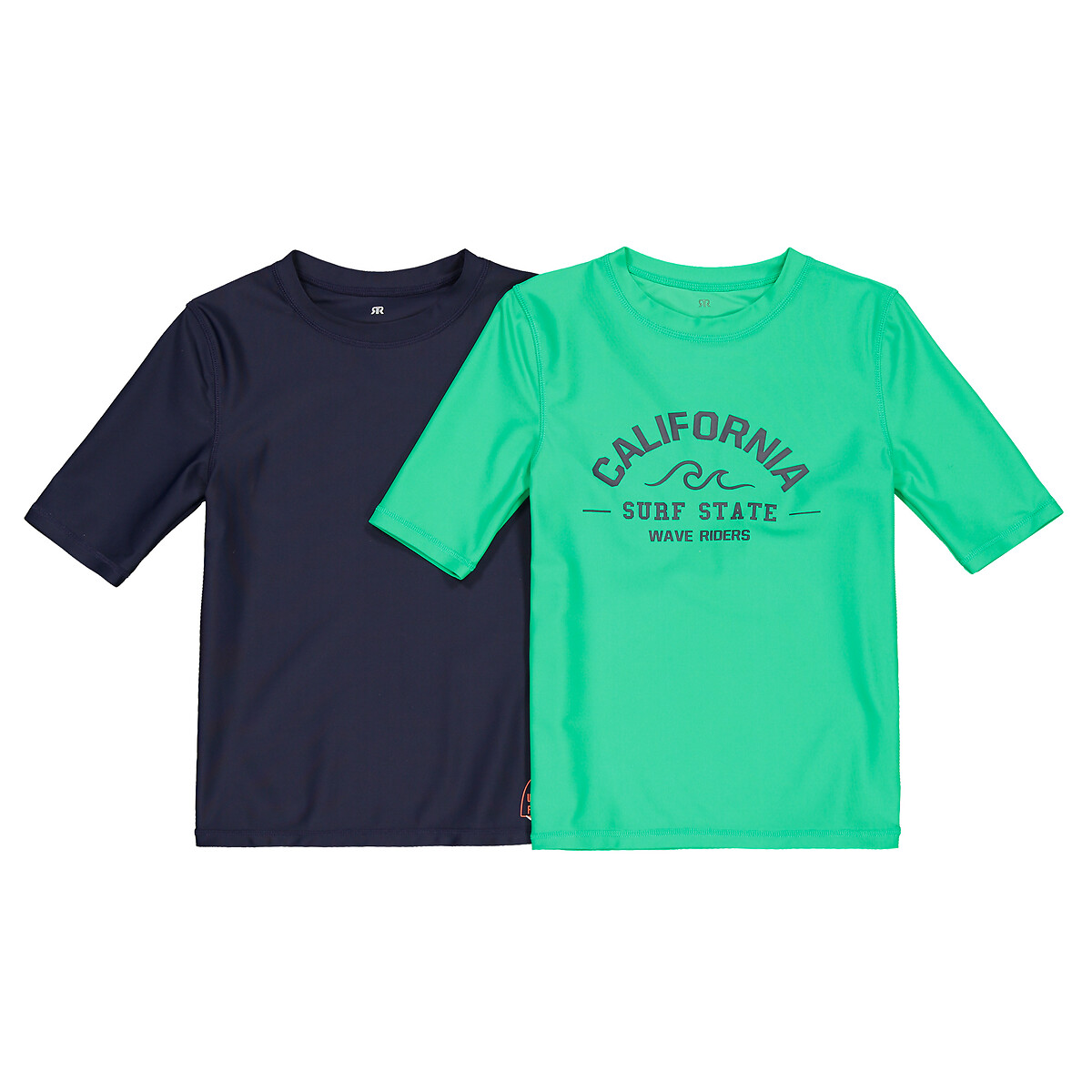 Комплект из двух пляжных футболок LA REDOUTE COLLECTIONS С защитой от УФ-излучения 3-12 лет 3 года - 94 см синий, размер 3 года - 94 см