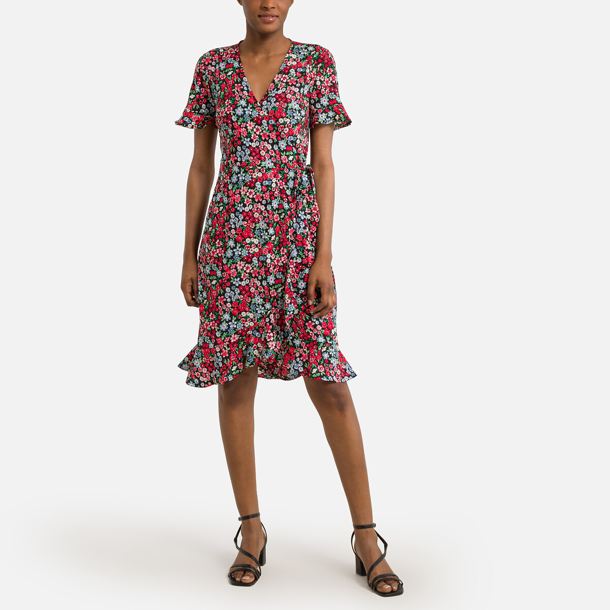 Платье С запахом с цветочным принтом 46 разноцветный LaRedoute, размер 46 - фото 2