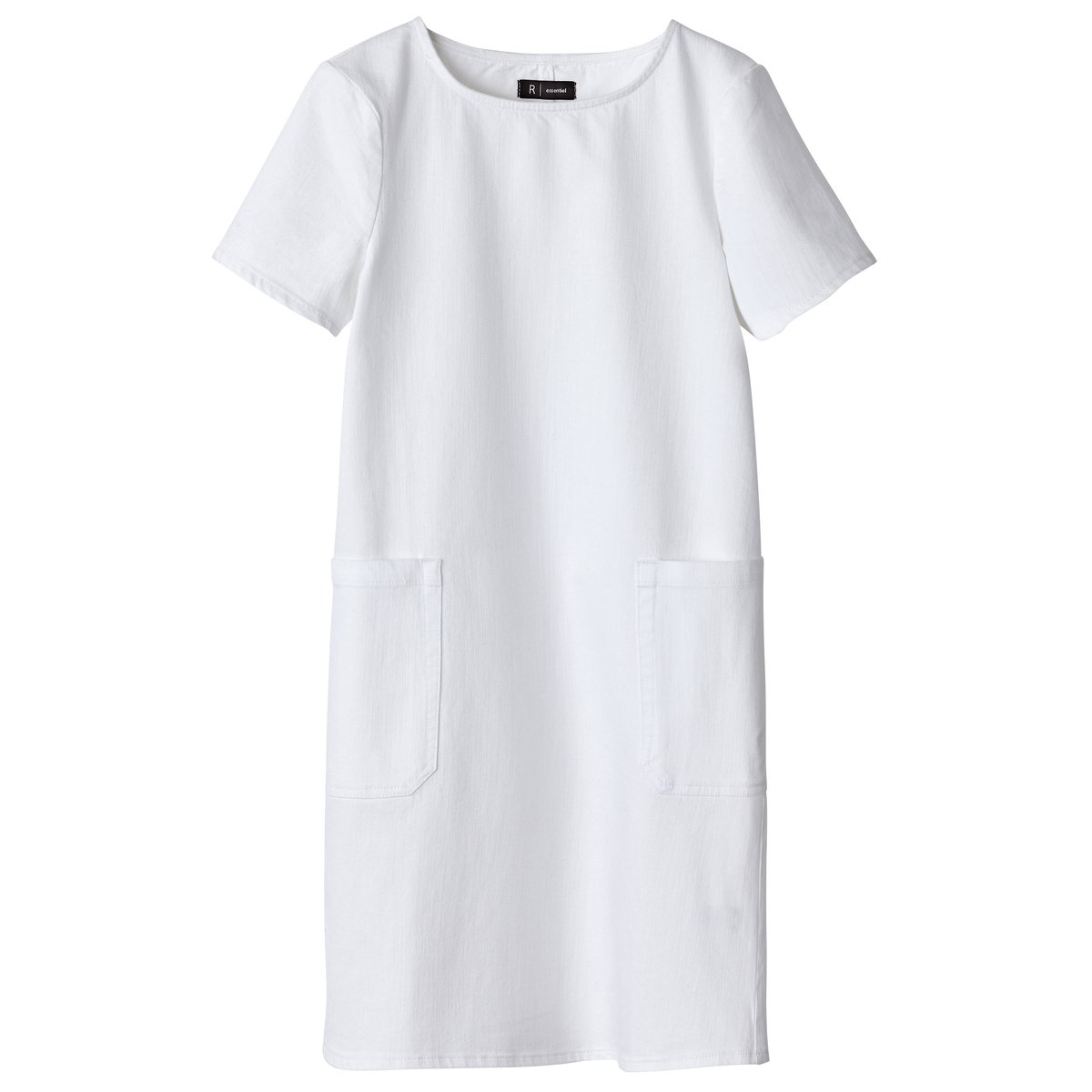 Платье LA REDOUTE COLLECTIONS Платье Прямое с круглым вырезом и короткими рукавами из джинсовой ткани 40 белый, размер 40 - фото 1