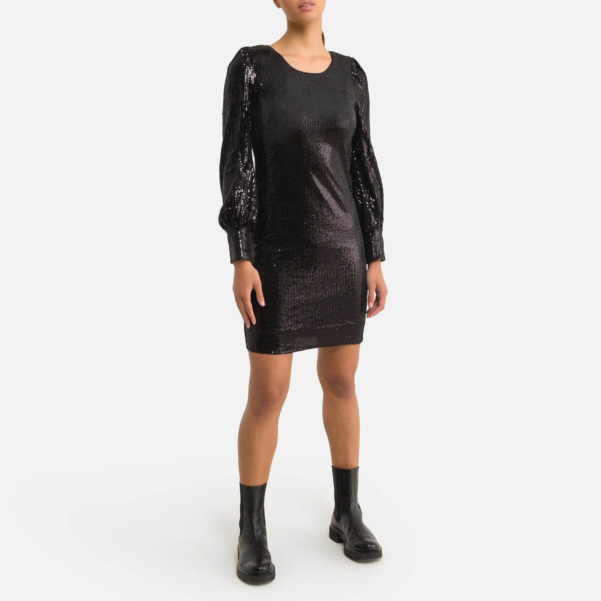 Платье LaRedoute С пайетками приталенный покрой XS черный, размер XS - фото 2