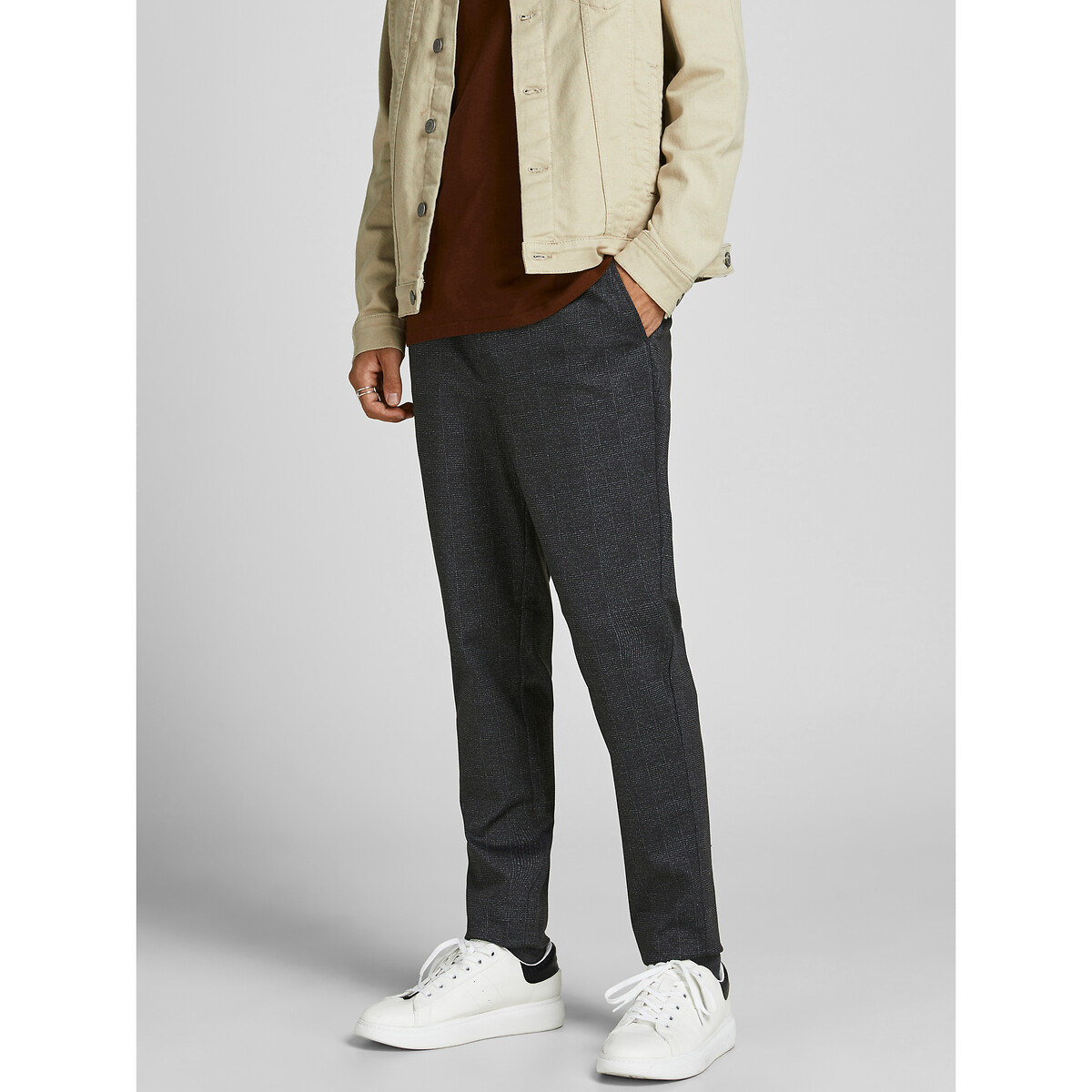 

Брюки JACK & JONES, Серый, Зауженные Will Phil в клетку L серый