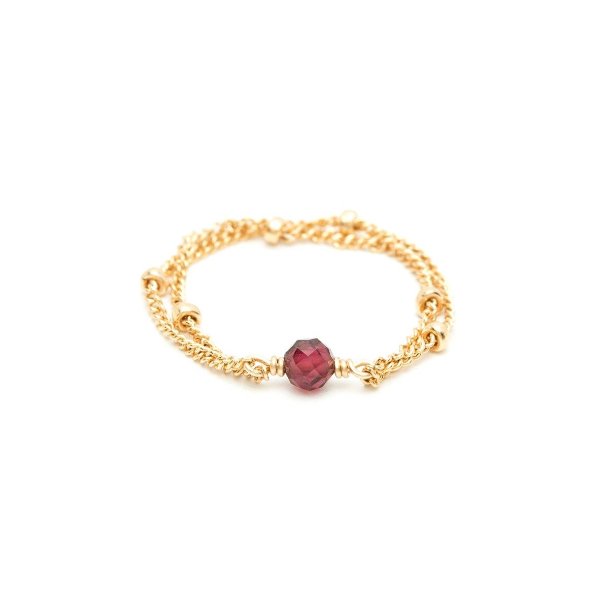 Bague chaînette double Cosmic - grenat