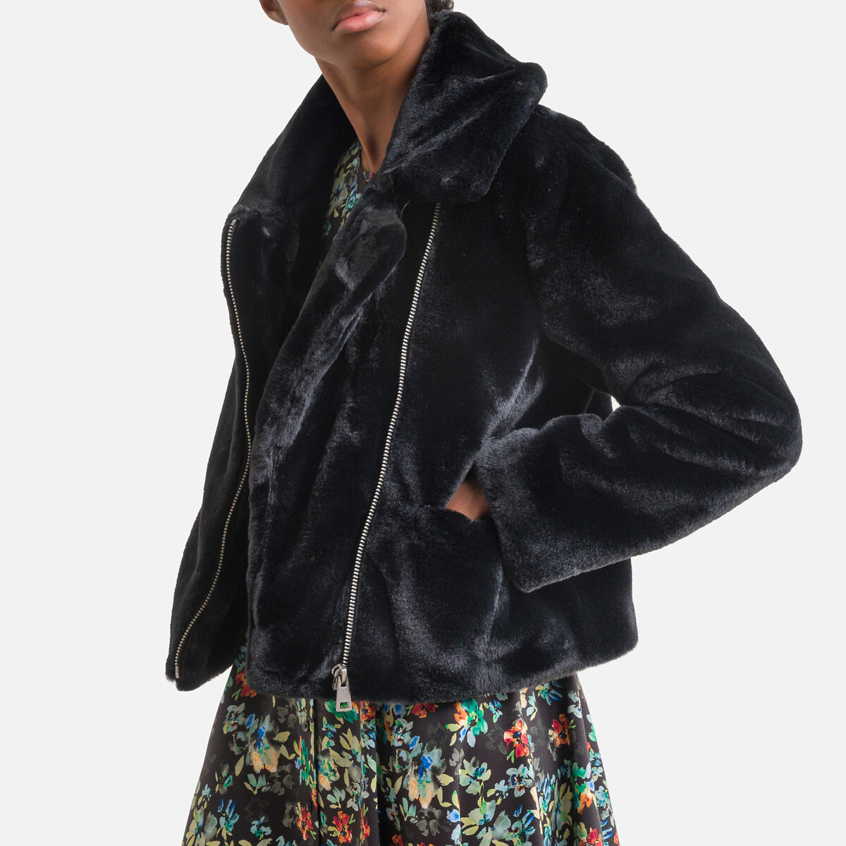 Пальто LaRedoute Короткое с застежкой-молнией BOX XS черный, размер XS - фото 1