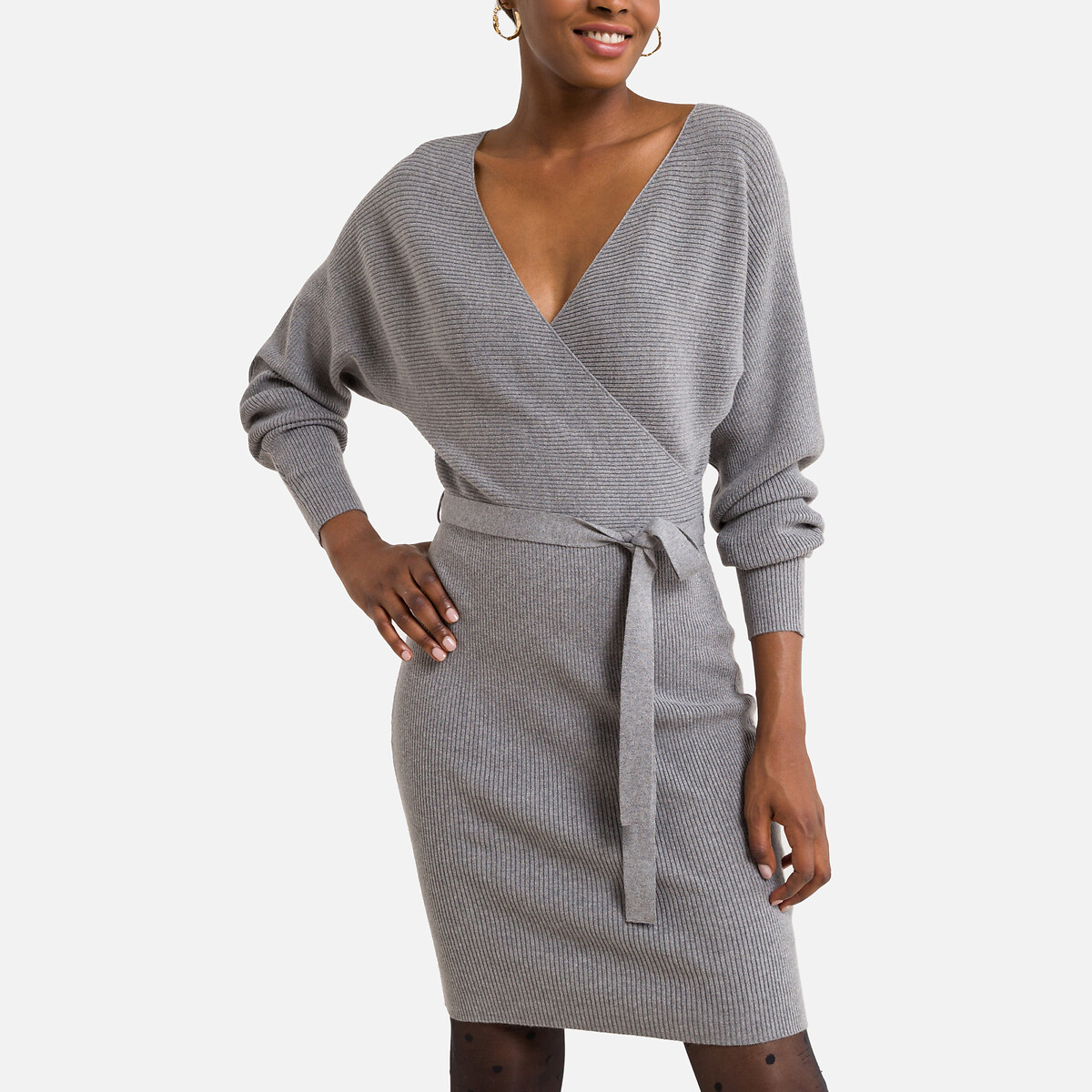 Платье-пуловер VERO MODA Платье-пуловер С завязками S серый, размер S - фото 1